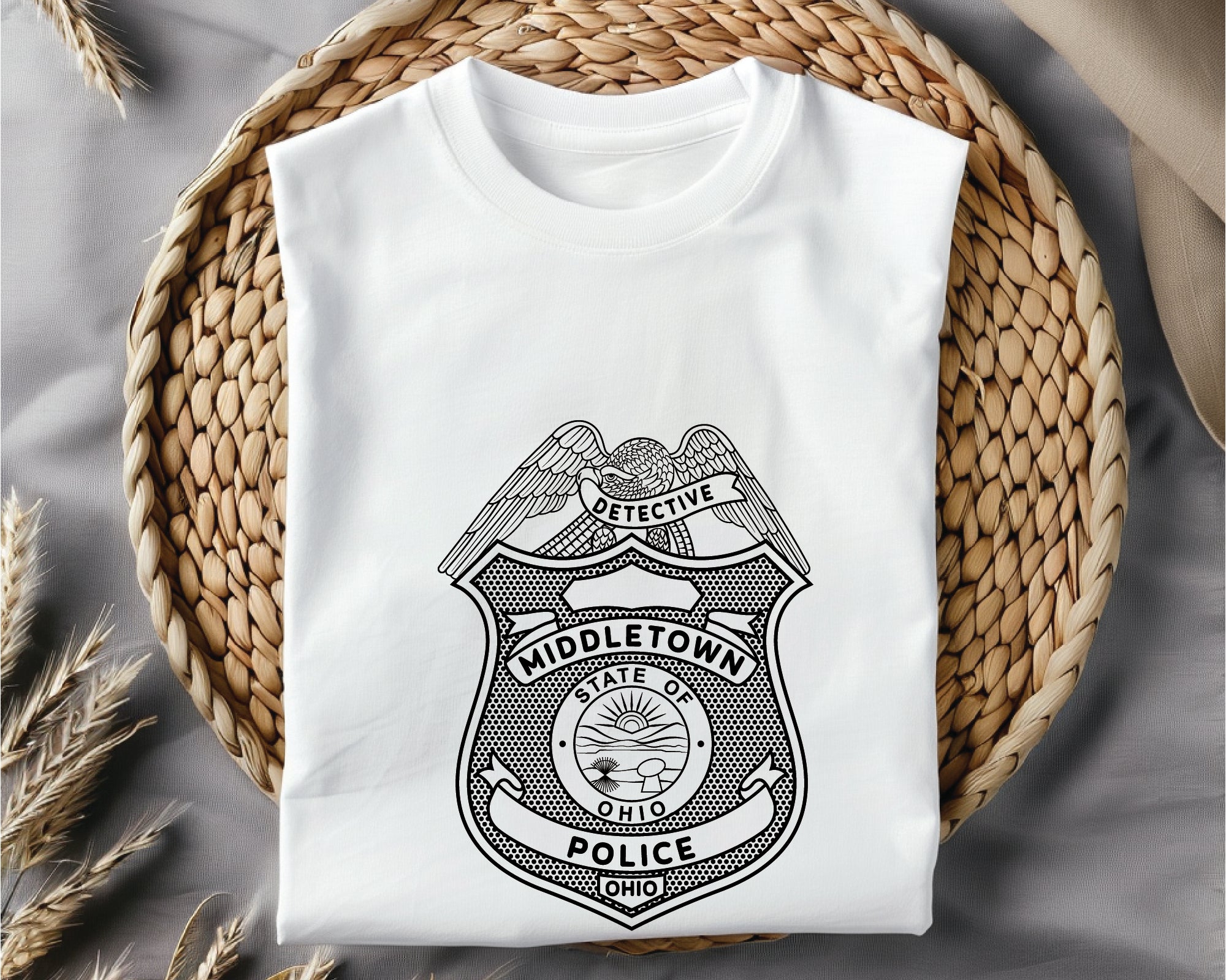 Middletown Detective Police Badge SVG

Law Enforcement Detective Vector

Police Badge Shield Emblem

Detective Plaque Engraving File