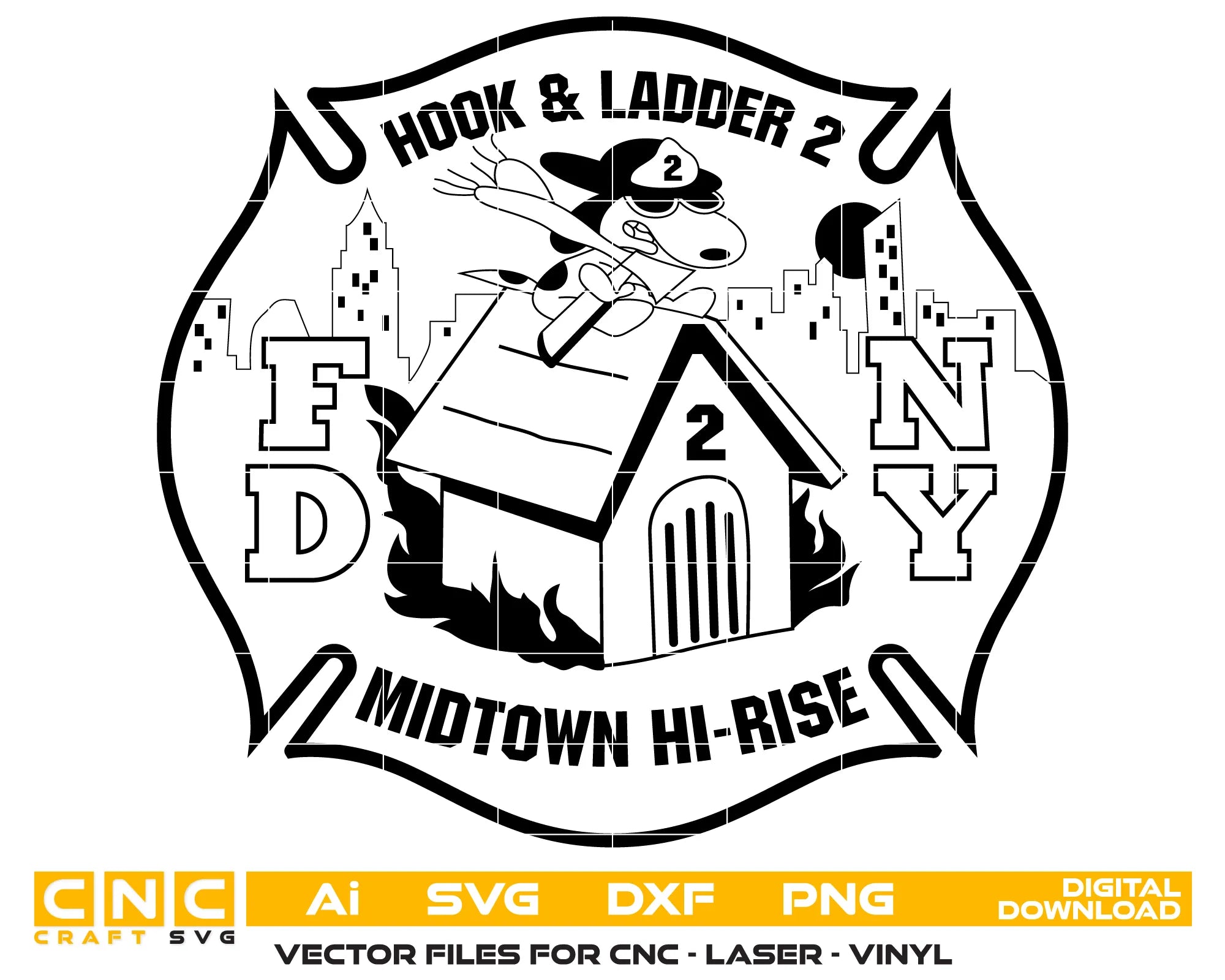 FDNY Hook & Ladder 2 Patch SVG

New York Fire Department Vector Design

Firefighter Mascot Engraving File

Midtown Hi-Rise Fire Sign CNC File

FDNY Maltese Cross Vector for Laser Cutting