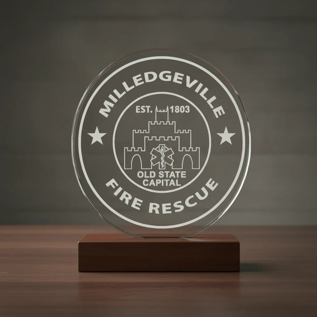 Milledgeville GA Fire Rescue Logo SVG

Georgia First Responder Circular Seal Vector

Old State Capital Building Engraving File

Milledgeville Fire Rescue Sign CNC File

Star of Life EMS Vector for Lasers