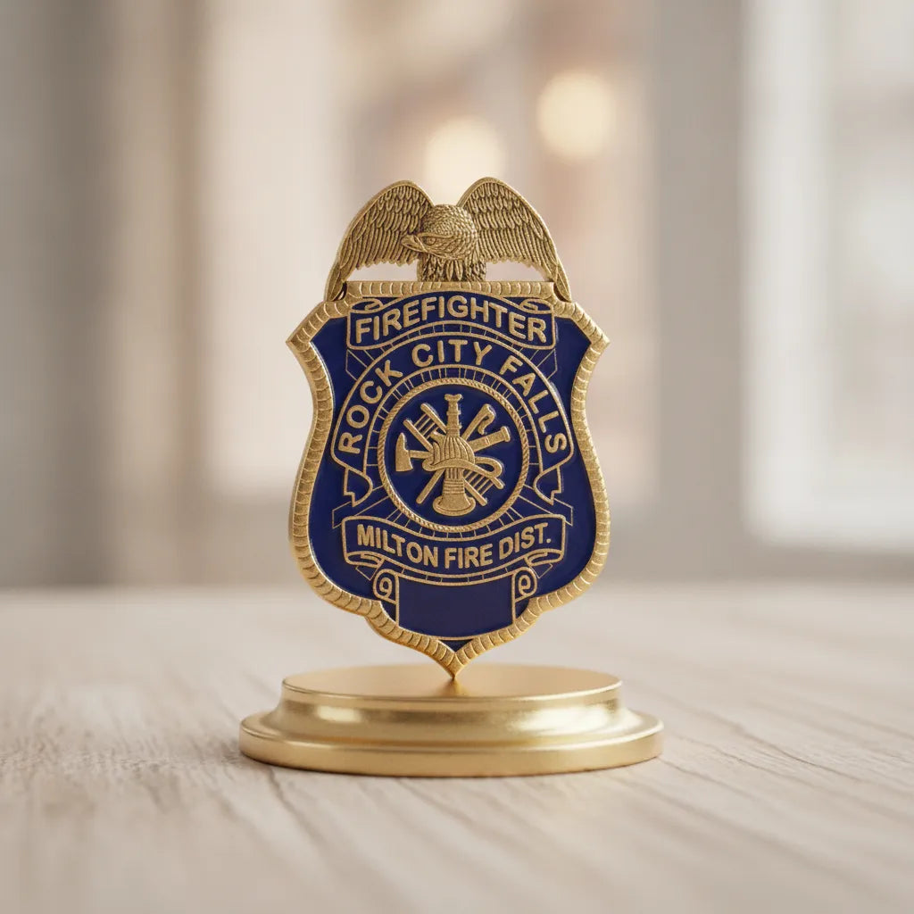 Milton Fire District Firefighter Badge SVG

Rock City Falls Fire Department Shield Vector

Eagle and Fire Scramble Engraving File

Firefighter Badge Sign CNC File

Blank Plate Fire Shield Vector for Lasers