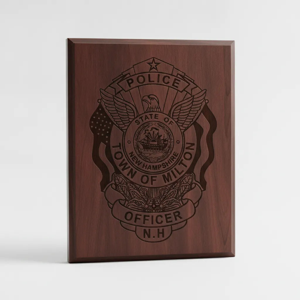 Milton NH Police Officer Badge SVG

New Hampshire Law Enforcement Shield Vector

State of NH Seal Engraving File

American Flag Police Badge Sign CNC File

Police Officer Shield Vector for Lasers