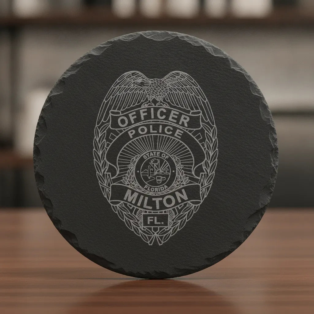 Milton Police Officer Badge SVG

Florida Law Enforcement Vector

Police Eagle Shield State Seal

Officer Plaque Engraving File

Milton Police Sign CNC File