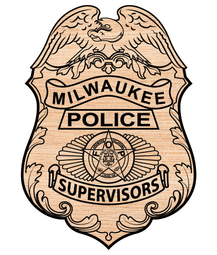Milwaukee Police Supervisors Badge SVG

Wisconsin Law Enforcement Vector Design

Fraternal Order of Police Emblem

Police Supervisor Shield for Engraving

Milwaukee Police Eagle CNC File
