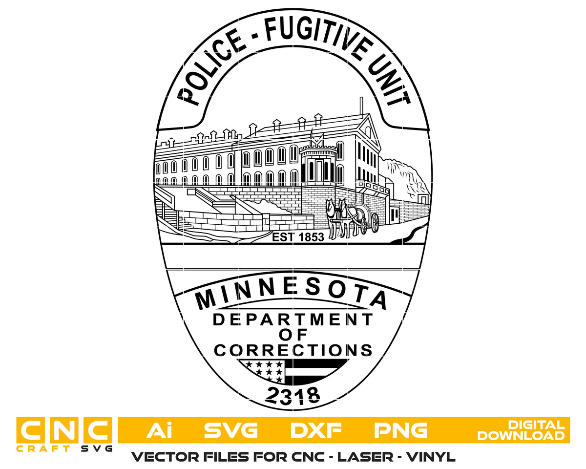 Minnesota Department of Corrections Fugitive Unit Badge SVG Law Enforcement Vector