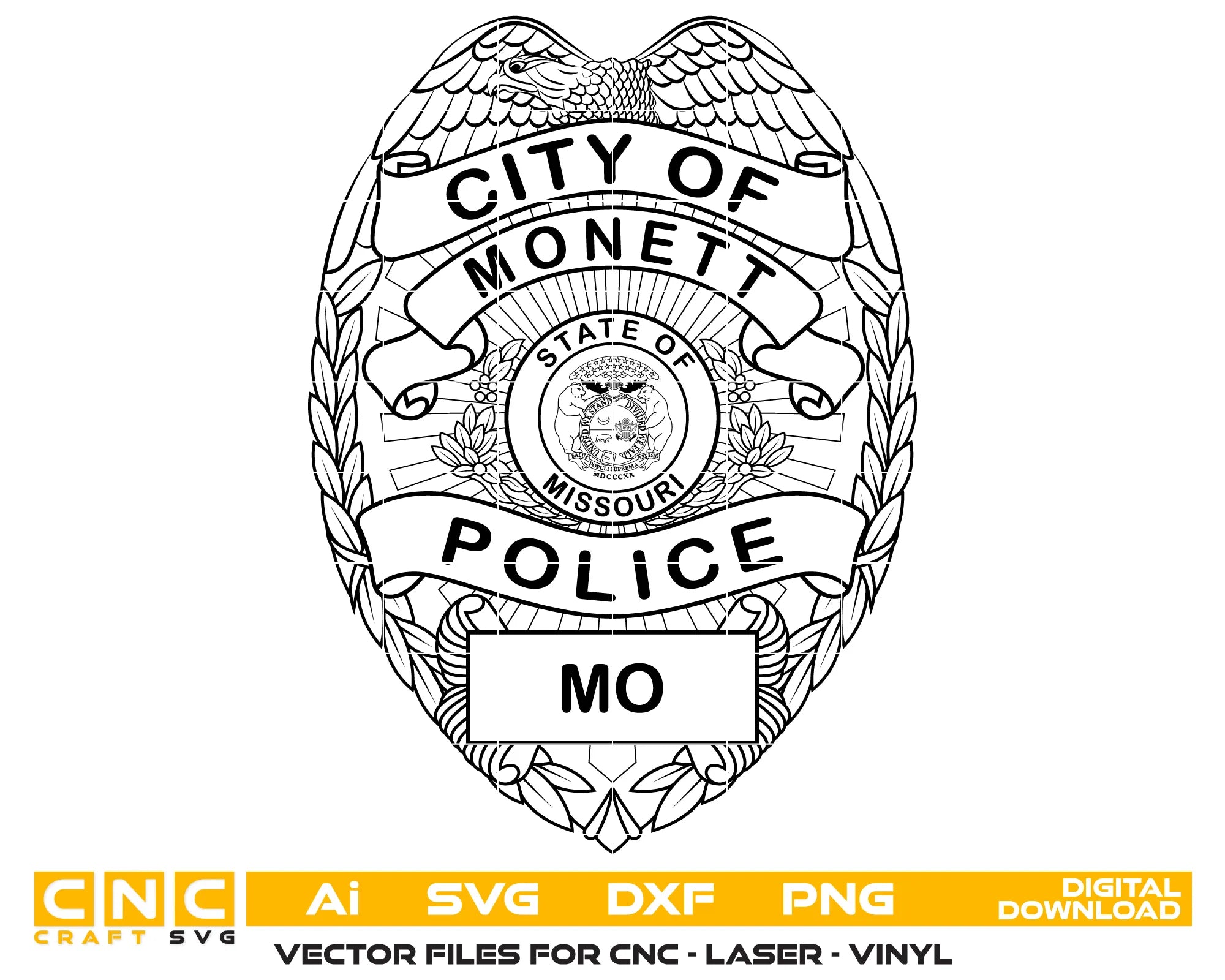 Monett Police Department Badge SVG Missouri Law Enforcement Vector