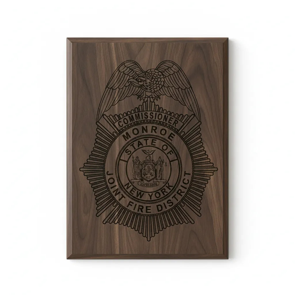 Monroe Joint Fire District Commissioner Badge SVG

New York Fire Department Vector

Eagle Sunburst Shield Emblem

Commissioner Plaque Engraving File

Monroe Fire District Sign CNC File