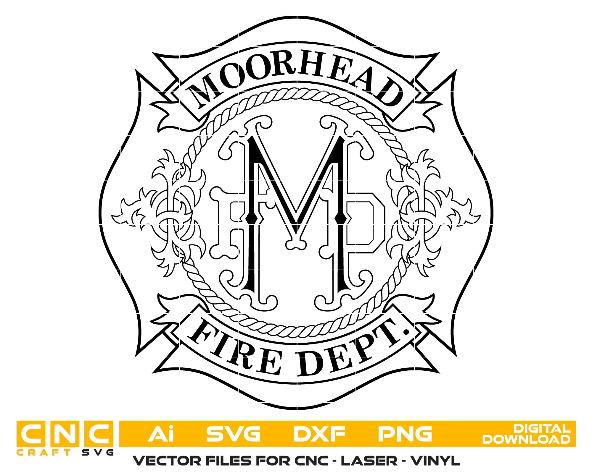 Moorhead Fire Dept Monogram SVG Minnesota Firefighter Vector