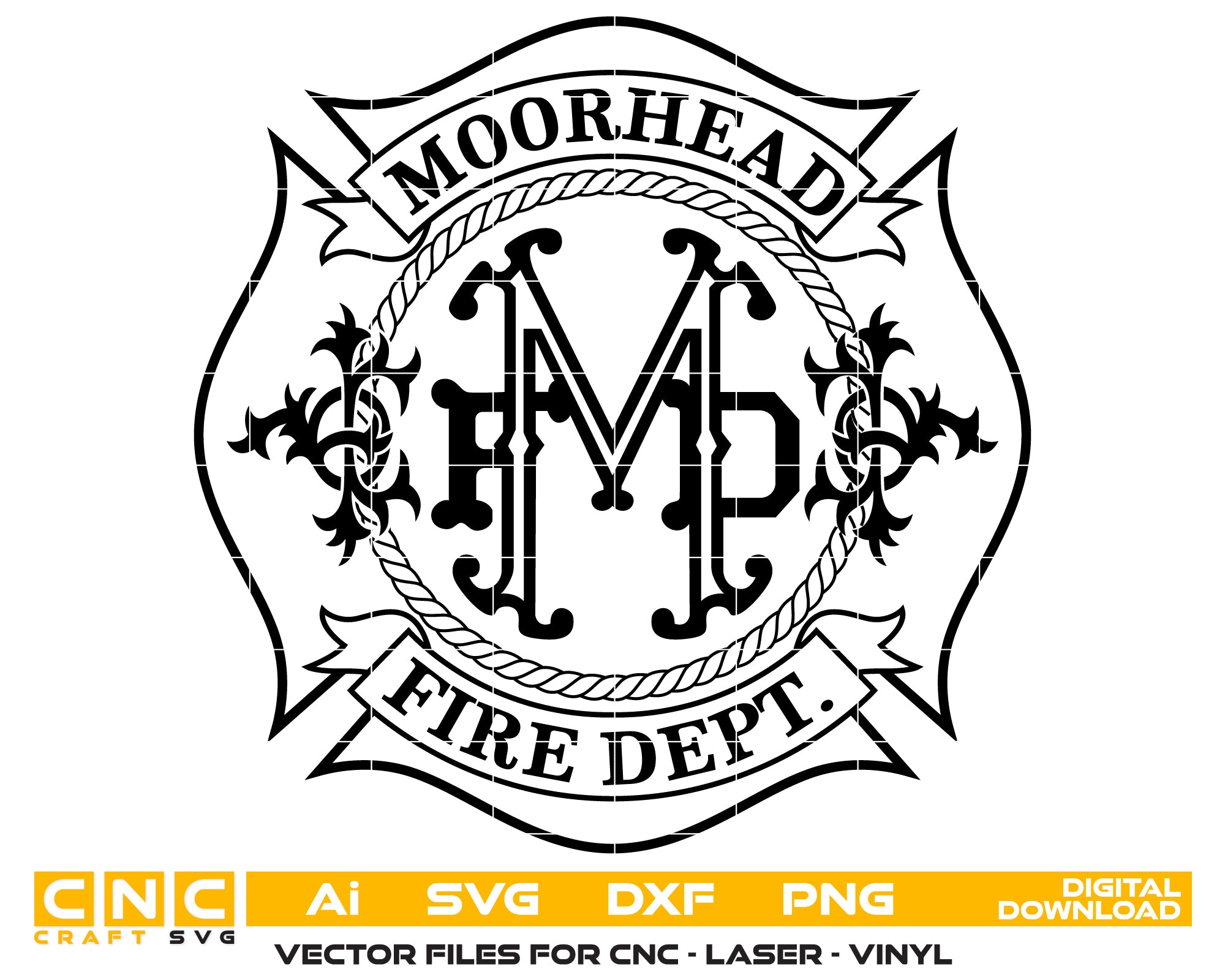 Moorhead Fire Department Logo SVG

Fire Rescue Maltese Cross Vector

Ornate MFD Monogram Emblem

Firefighter Plaque Engraving File

Moorhead Fire Dept Sign CNC File