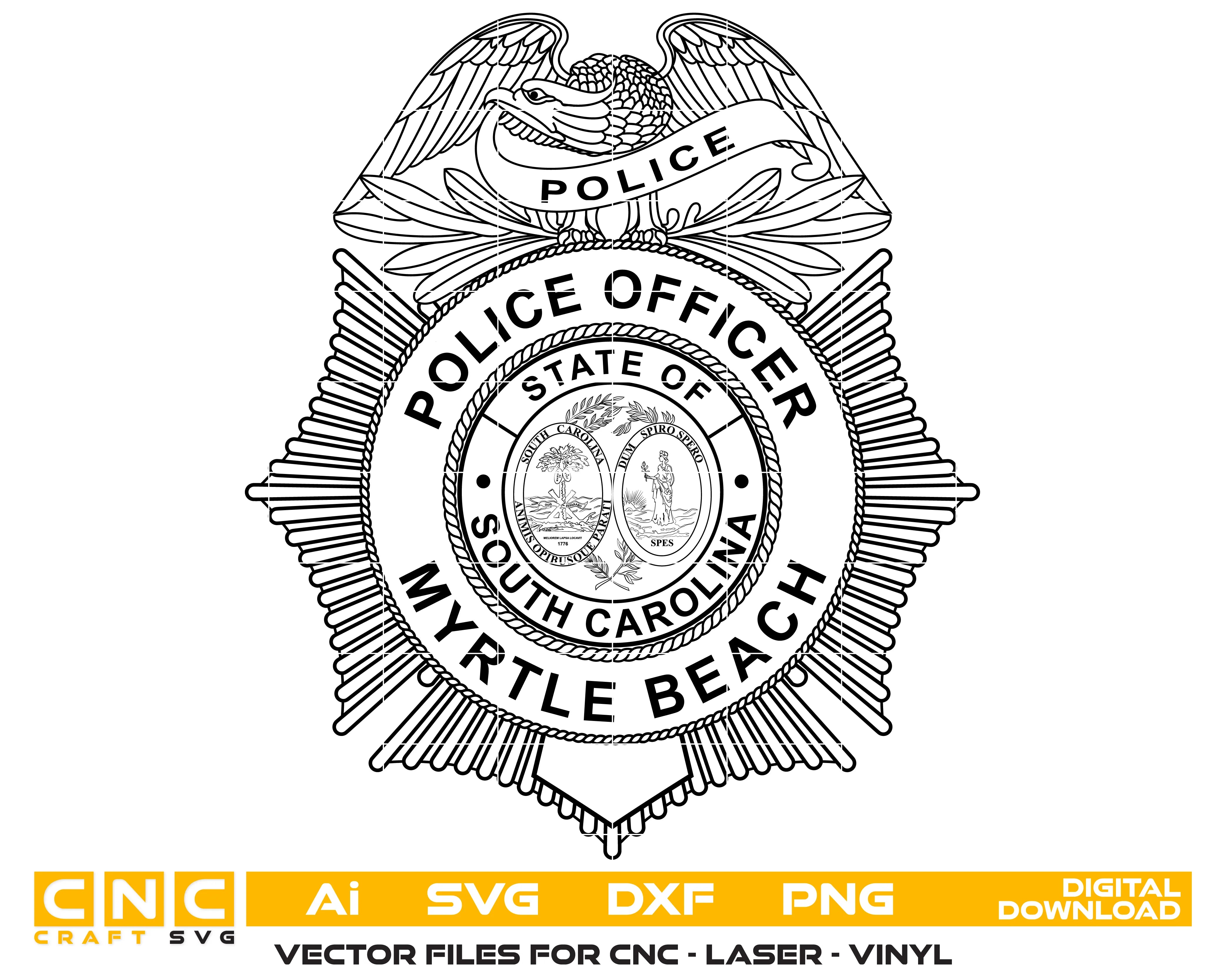Myrtle Beach Police Officer Badge SVG South Carolina Law Enforcement Vector