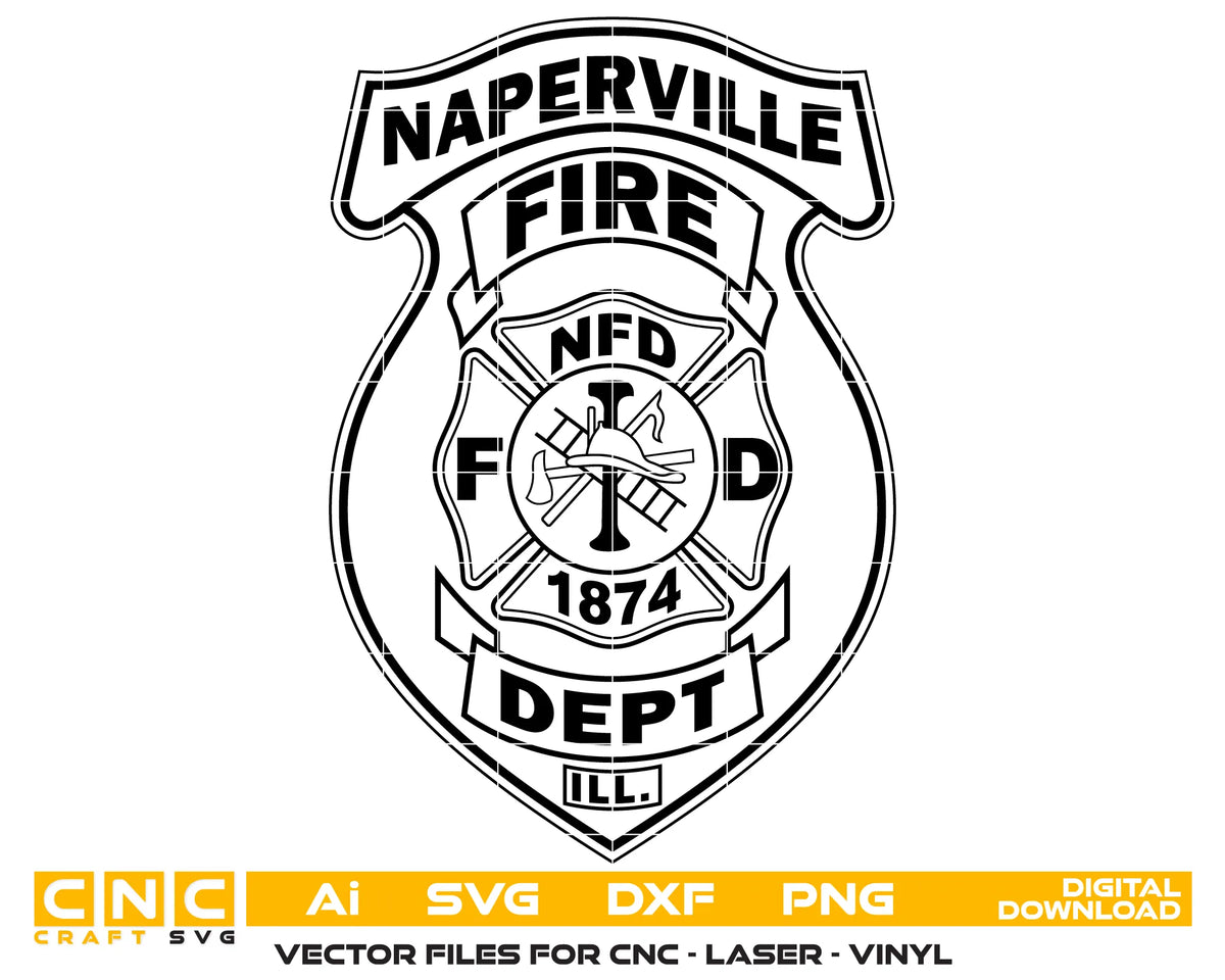 Naperville Fire Department Patch SVG Illinois Firefighter Vector