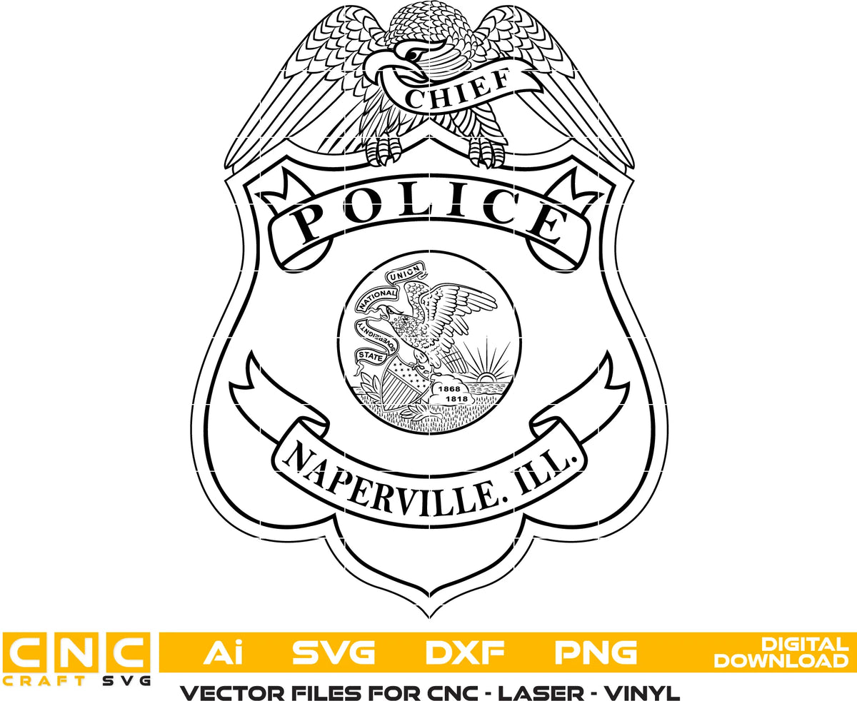 Naperville Police Chief Badge SVG Illinois Law Enforcement Vector
