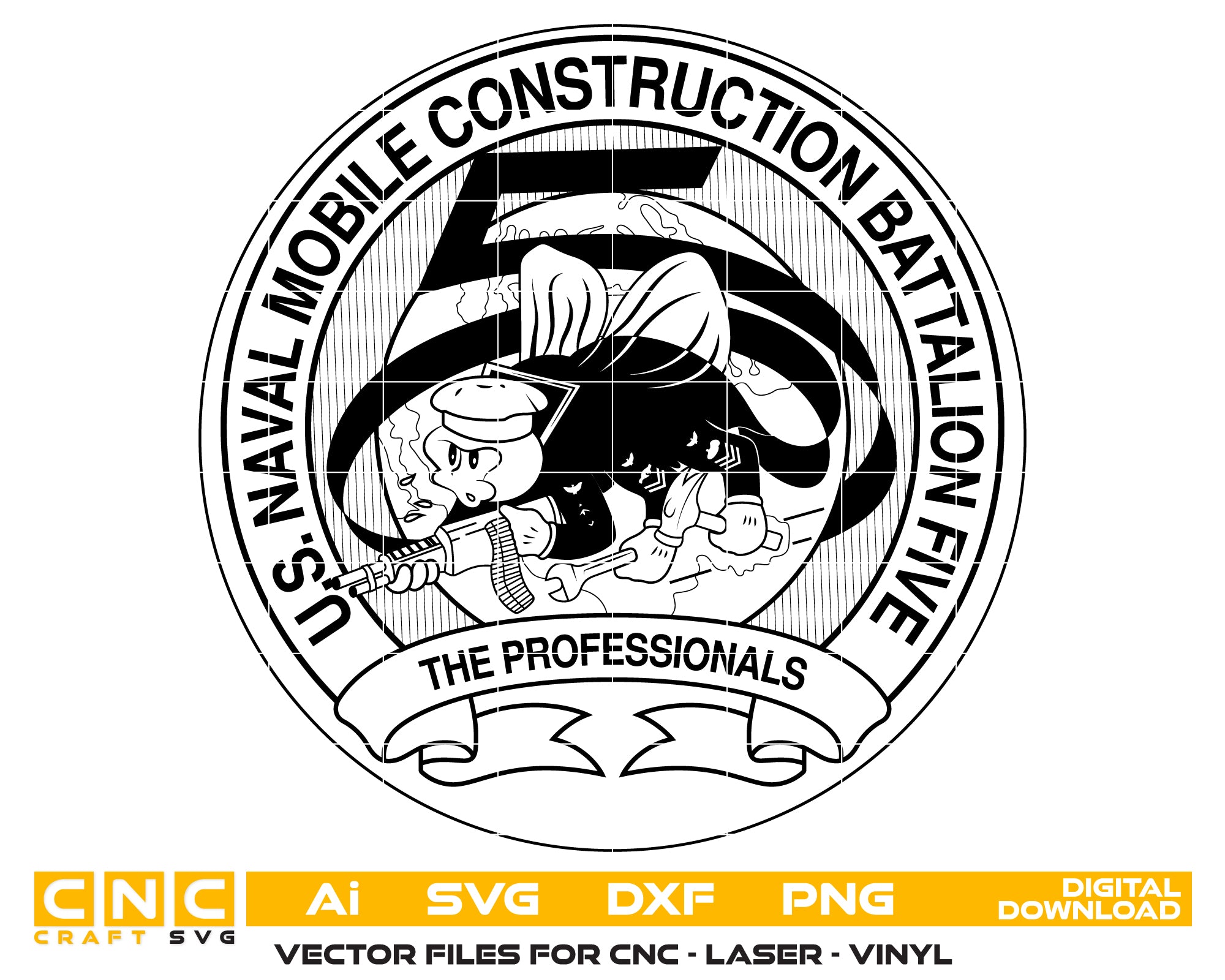 Naval Mobile Construction Battalion 5 SVG

US Navy Seabees Vector Design

Military Fighting Bee Logo Engraving File

NMCB 5 Navy Seabees Sign CNC File

Military Veteran Plaque Vector for Lasers