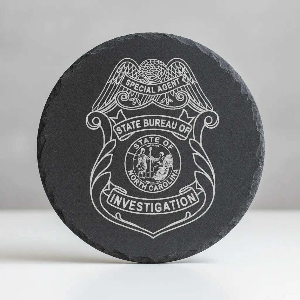 NC State Bureau of Investigation Badge SVG

North Carolina Special Agent Shield Vector

State of North Carolina Seal Engraving File

SBI Special Agent Badge Sign CNC File

Law Enforcement Shield Vector for Lasers