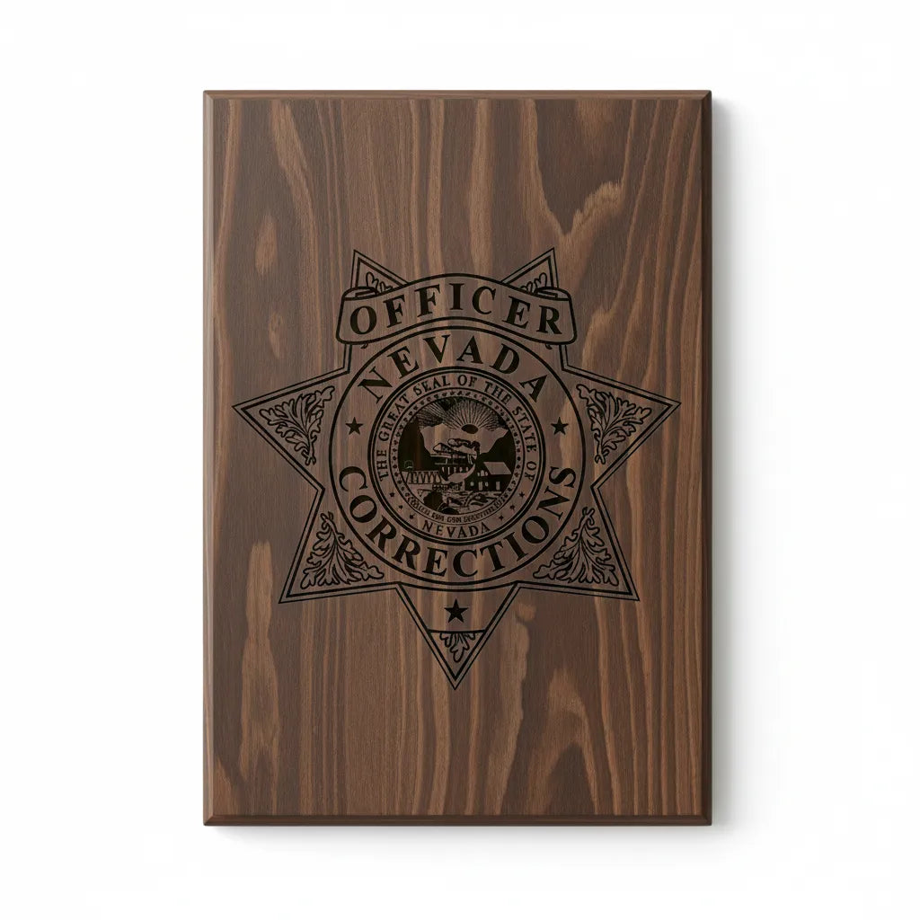 Nevada Corrections Officer Badge SVG

Nevada Law Enforcement Vector Design

Correctional Officer Badge Engraving File

Nevada Department of Corrections CNC File

7-Point Star Badge Vector for Laser Cutting