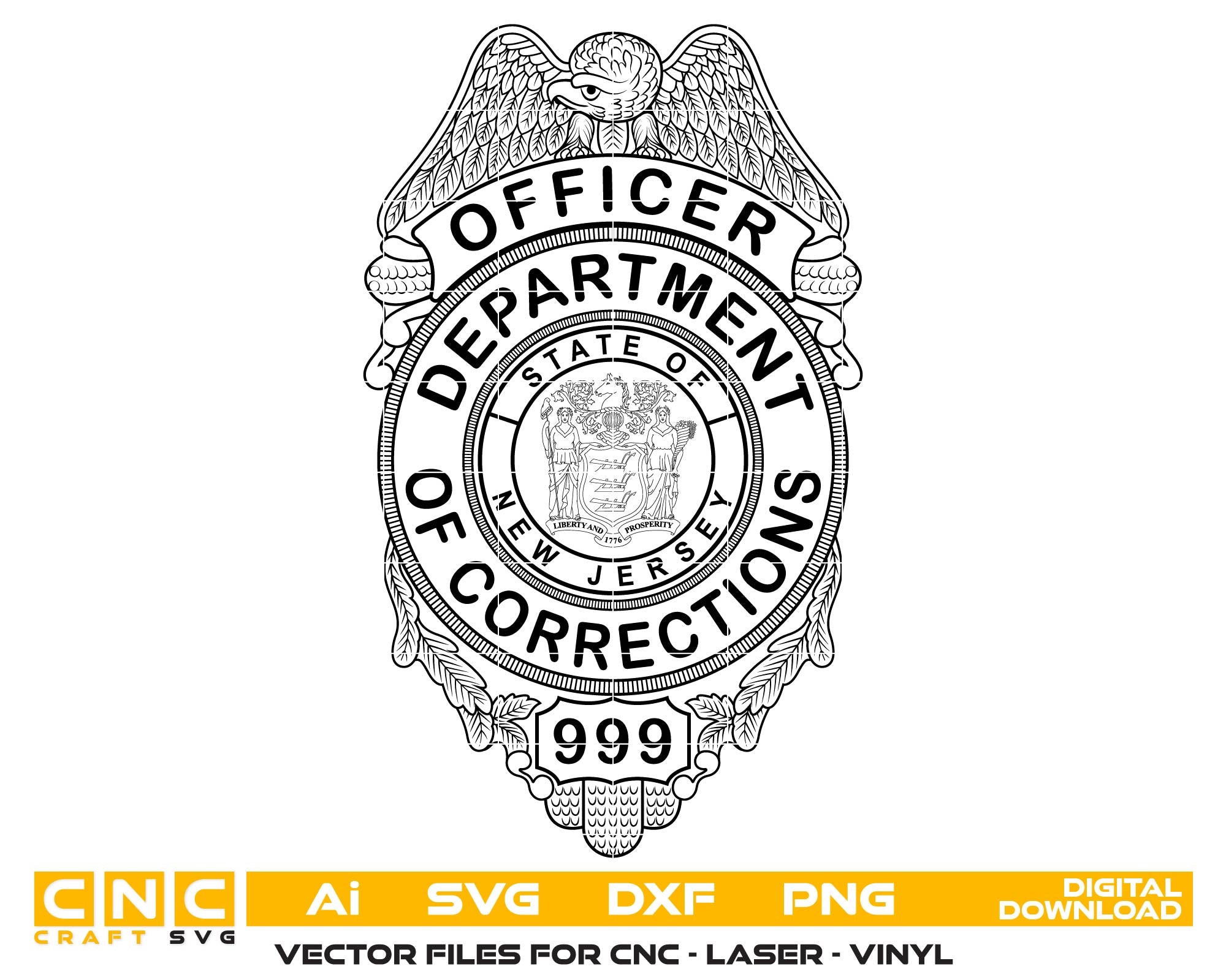 New Jersey Department of Corrections Badge SVG for CNC

New Jersey DOC Officer Vector for Laser Engraving

NJ Department of Corrections Emblem for Wood Carving

Professional New Jersey Corrections Badge Vector Design

NJ DOC SVG Logo for CNC Router Projects