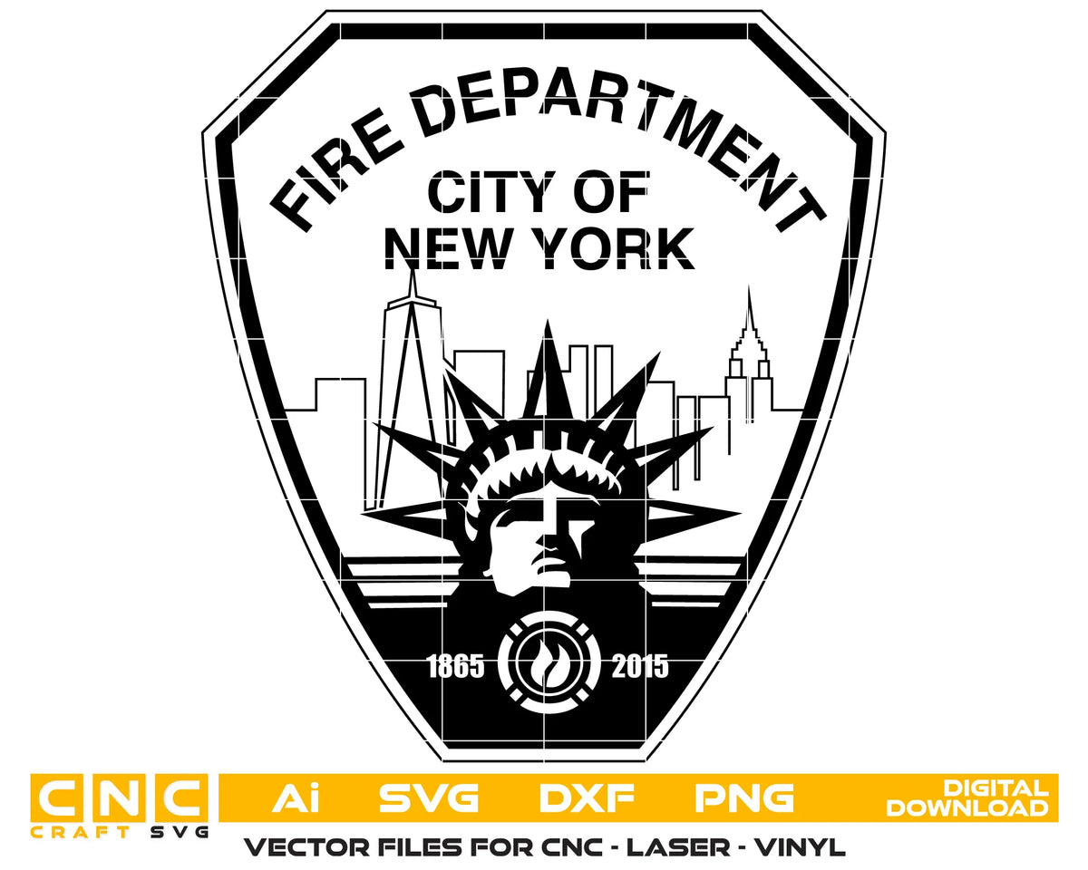 New York City Fire Department 150th Anniversary Patch SVG Firefighter Vector