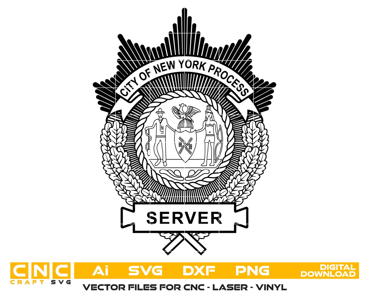 New York City Process Server Badge SVG Public Safety Vector