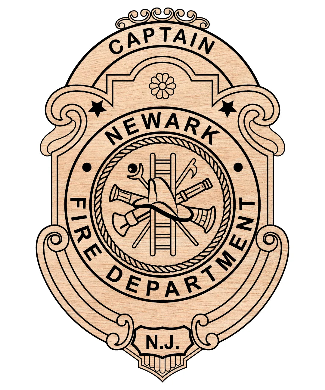 Newark Fire Department Captain Badge SVG New Jersey Firefighter Vector