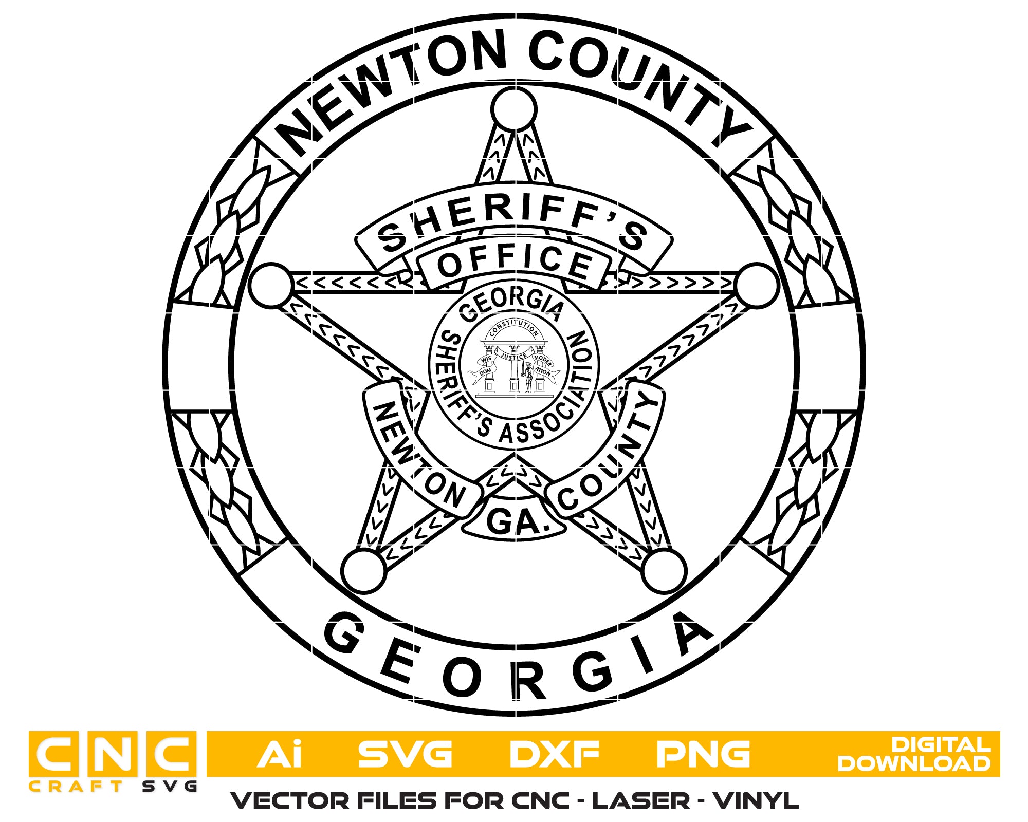 Newton County Sheriff Badge SVG

Georgia Law Enforcement Vector

5-Point Star Sheriff Emblem

Deputy Plaque Engraving File

Newton County Sheriff Sign CNC File