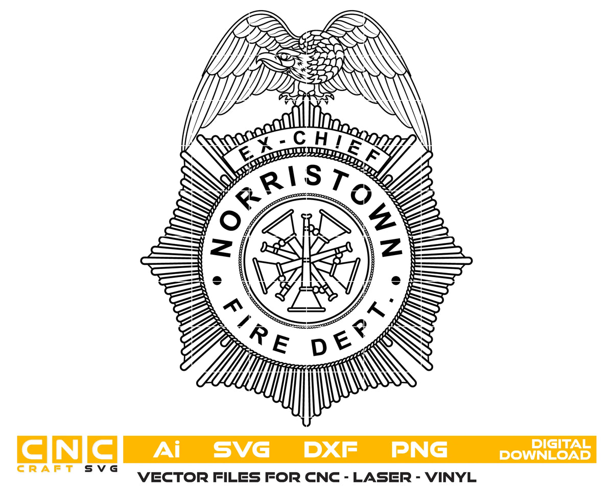Norristown Fire Dept. Ex-Chief Badge SVG Firefighter Vector