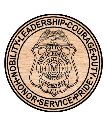 Norwalk Police Department Badge SVG

Connecticut Law Enforcement Vector Design

State of Connecticut Seal Police Emblem

Circular Police Shield Engraving File

Norwalk CT Police Sign CNC File