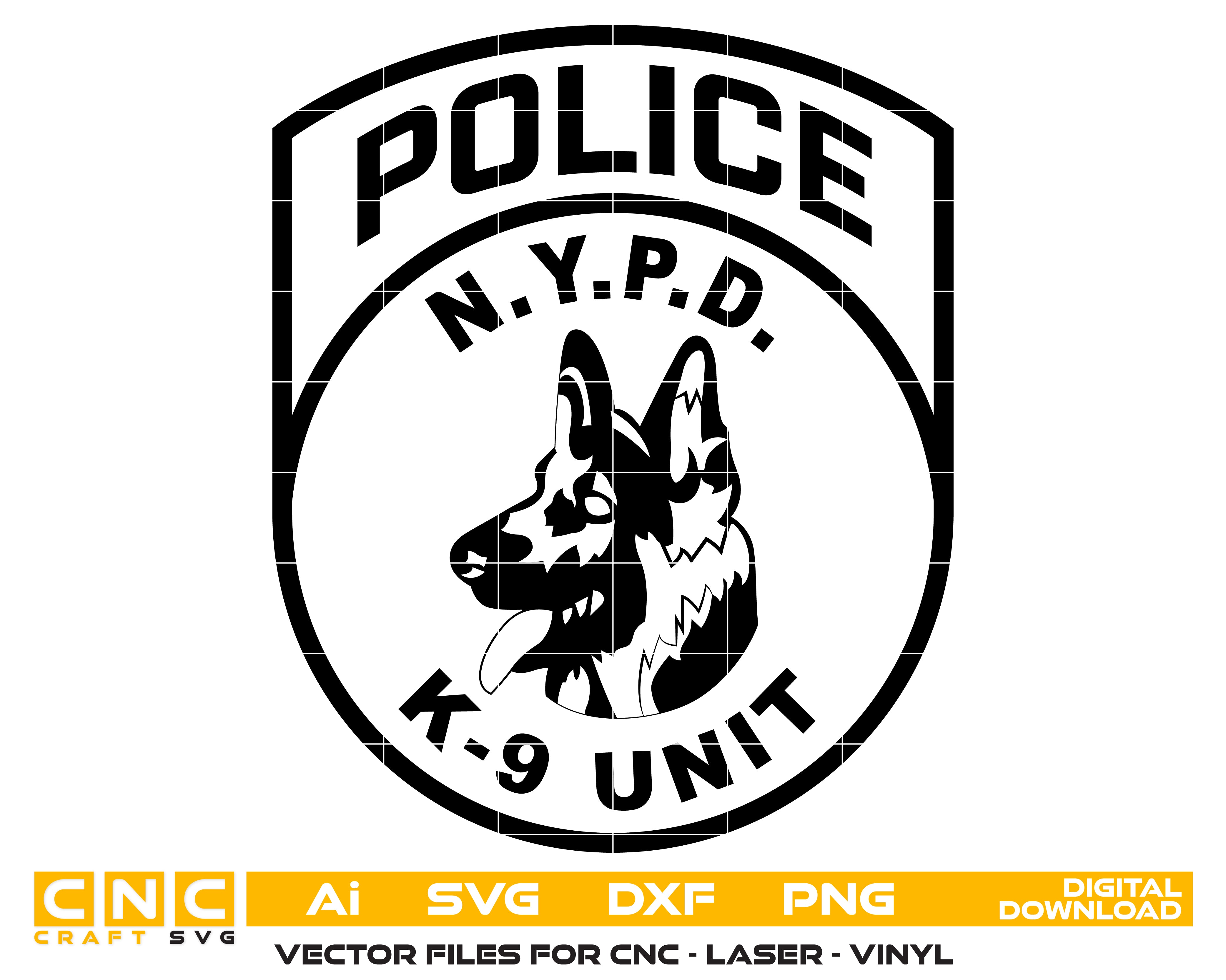 NYPD K9 Unit Logo SVG

New York Police Dog Vector Design

German Shepherd K9 Emblem

Police Handler Patch for Engraving

NYPD K-9 Unit CNC File