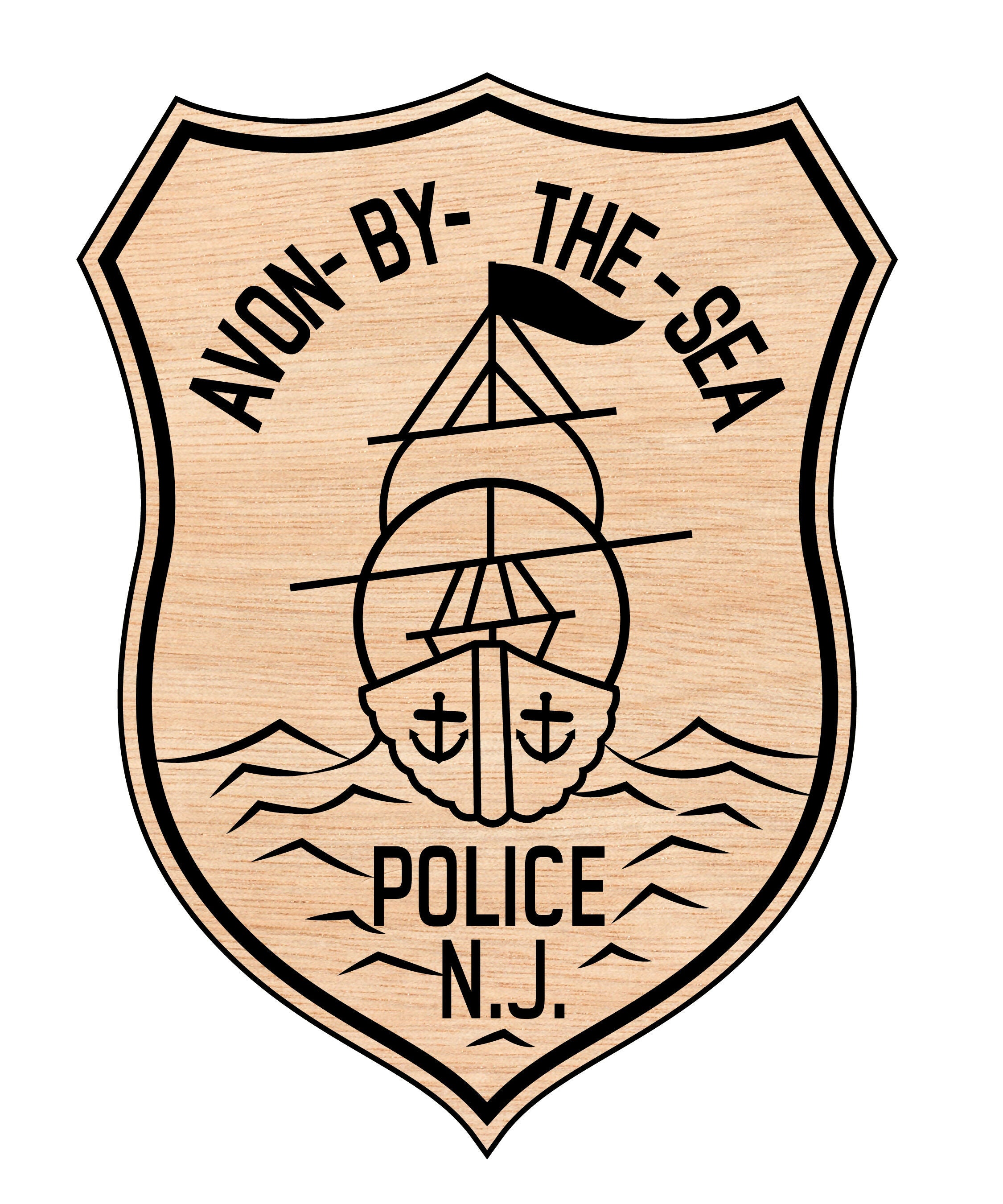 Avon By The Sea Police N.l Badge Wooden
