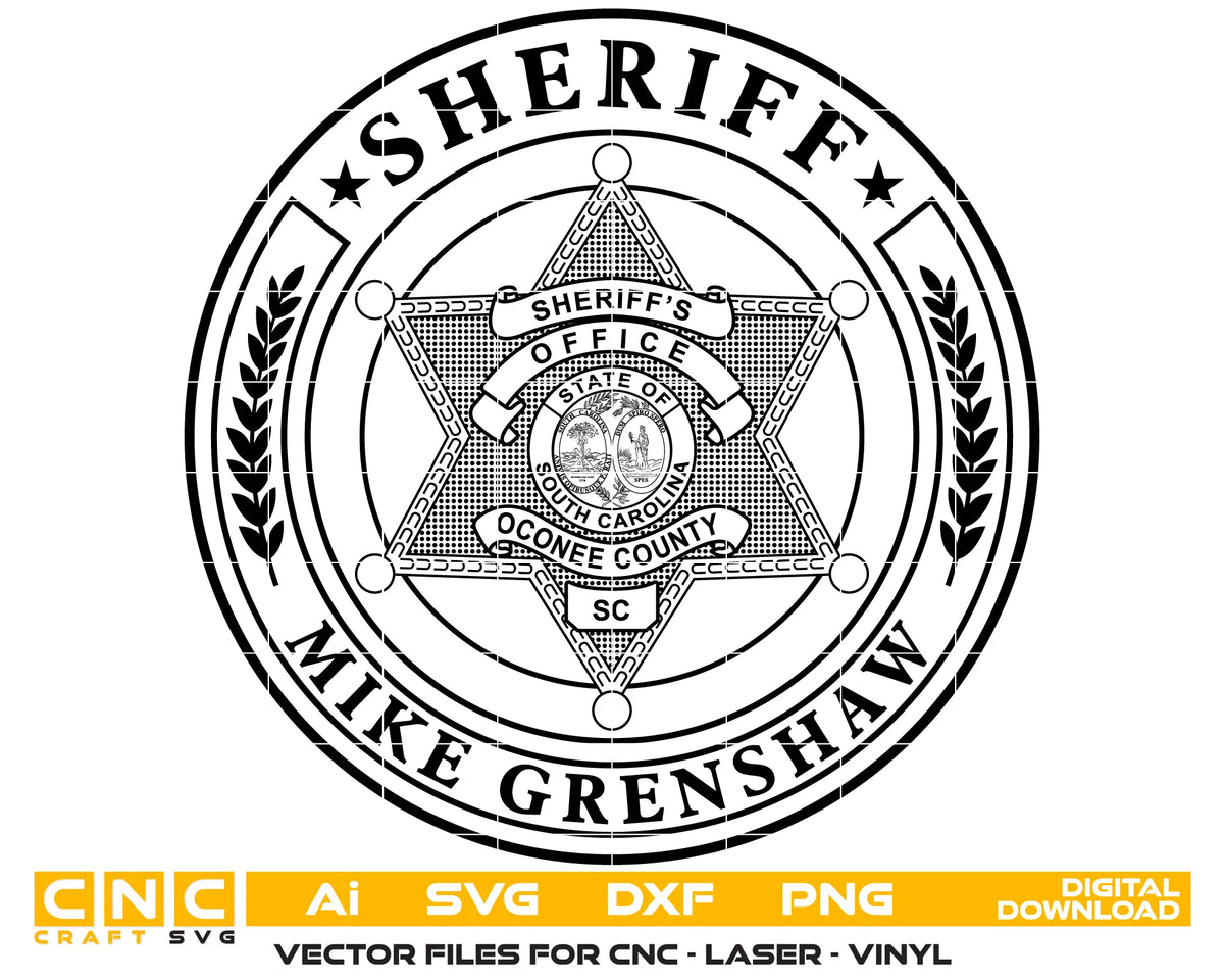 Oconee County Sheriff Mike Crenshaw Badge South Carolina SVG Sheriff Vector