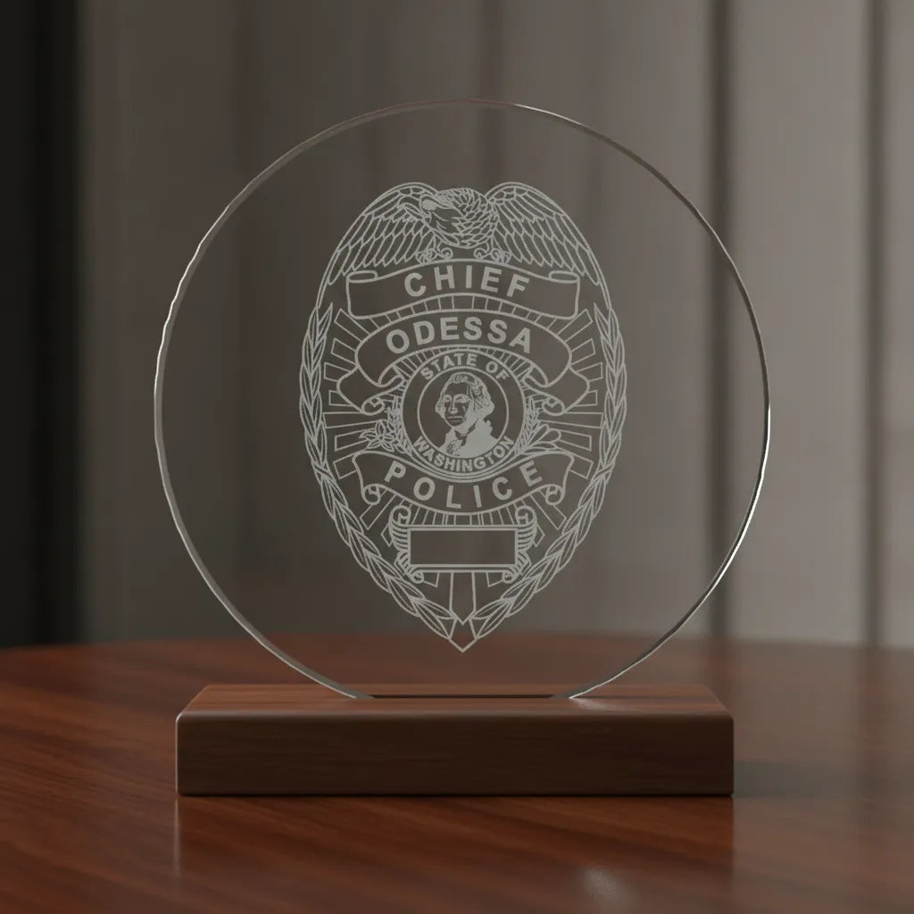 Odessa Police Chief Badge SVG

Washington Law Enforcement Vector

Police Eagle Shield State Seal

Chief Plaque Engraving File

Odessa Police Sign CNC File
