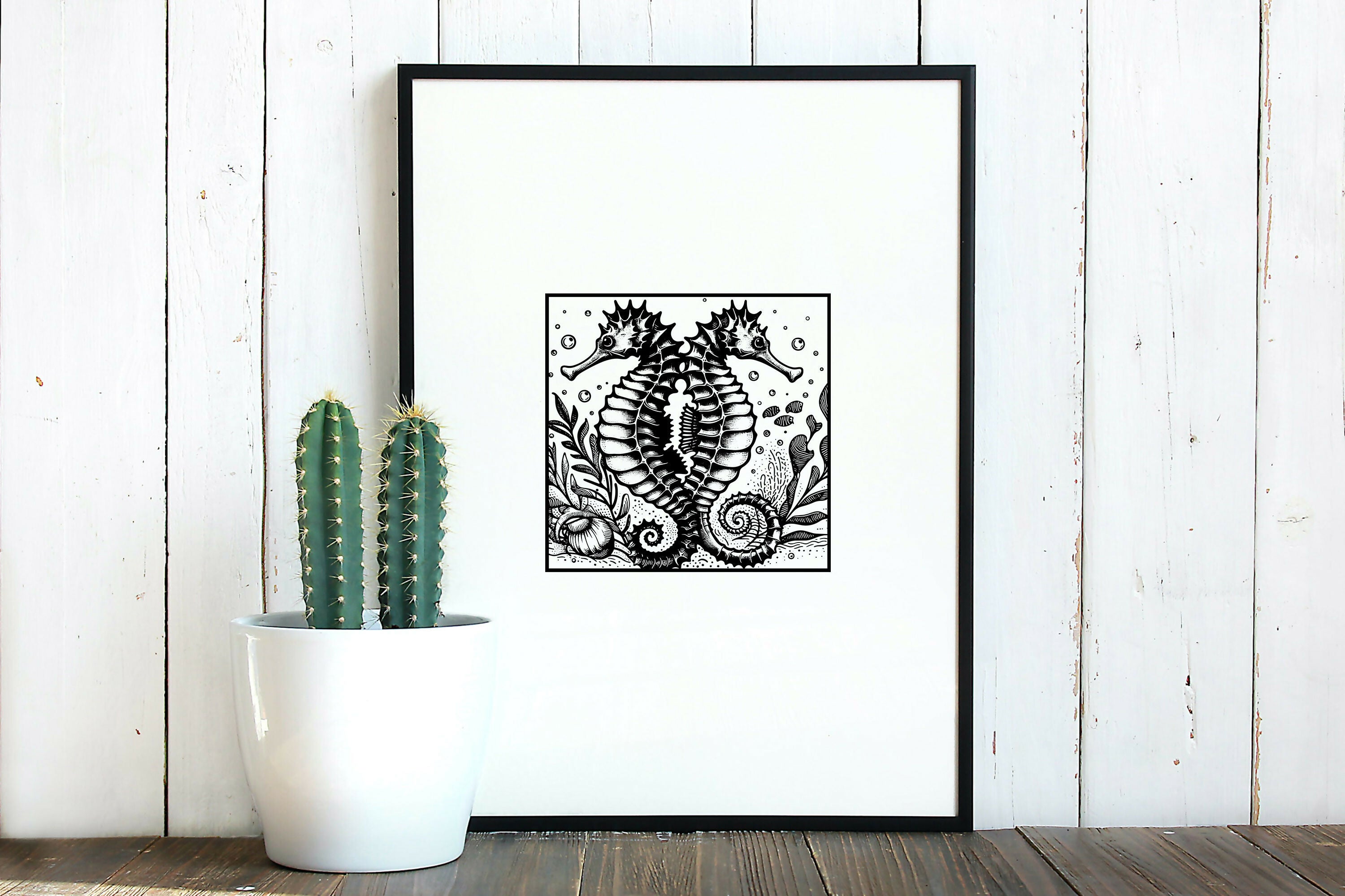 Sea Horse SVG Vector Art Wooden
