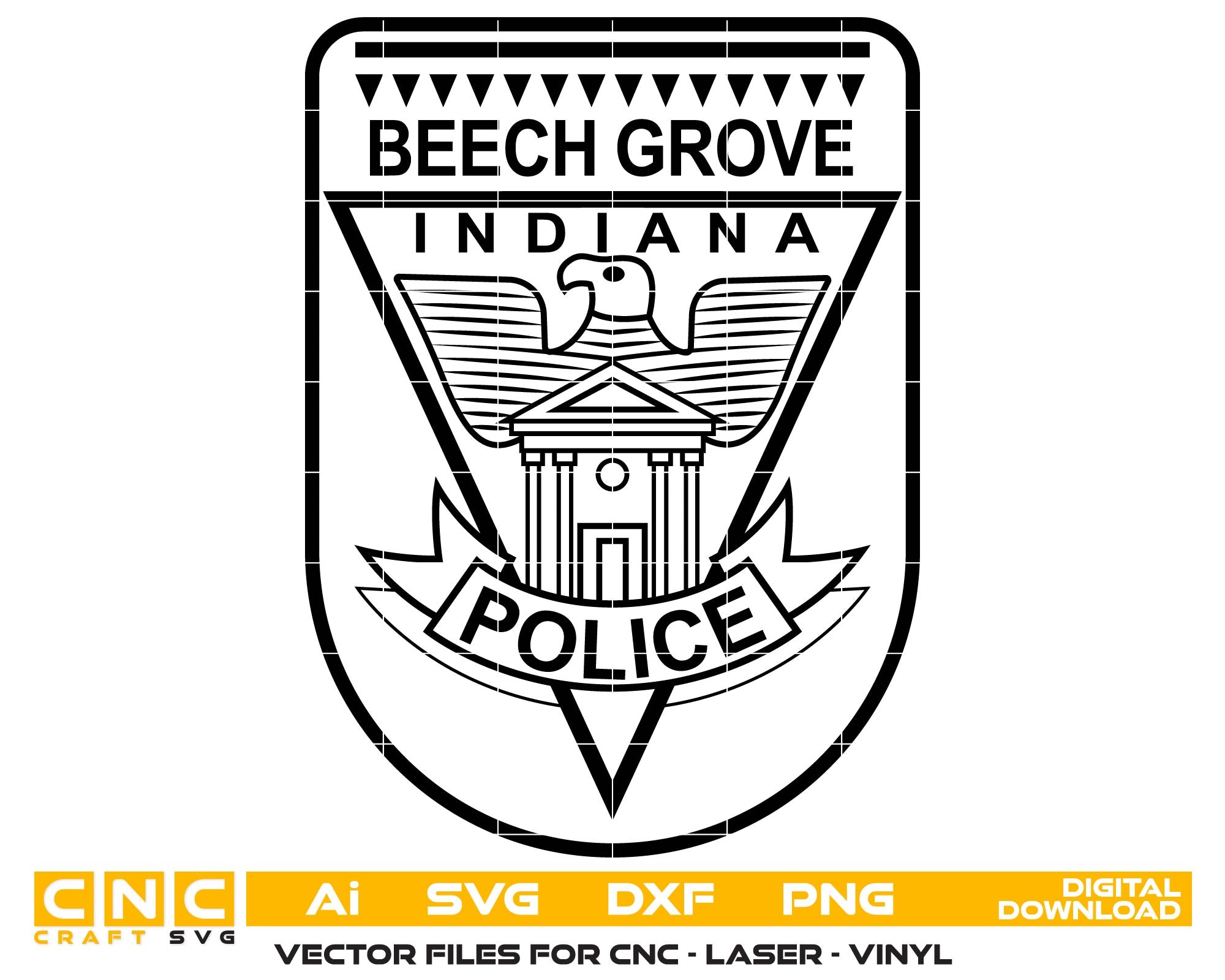 Beech Grove Police Dept Logo SVG

Indiana Police Badge Vector Design

Beech Grove PD Emblem for CNC Engraving

Law Enforcement Logo SVG for Laser Cut

Indiana Law Enforcement Badge Vector