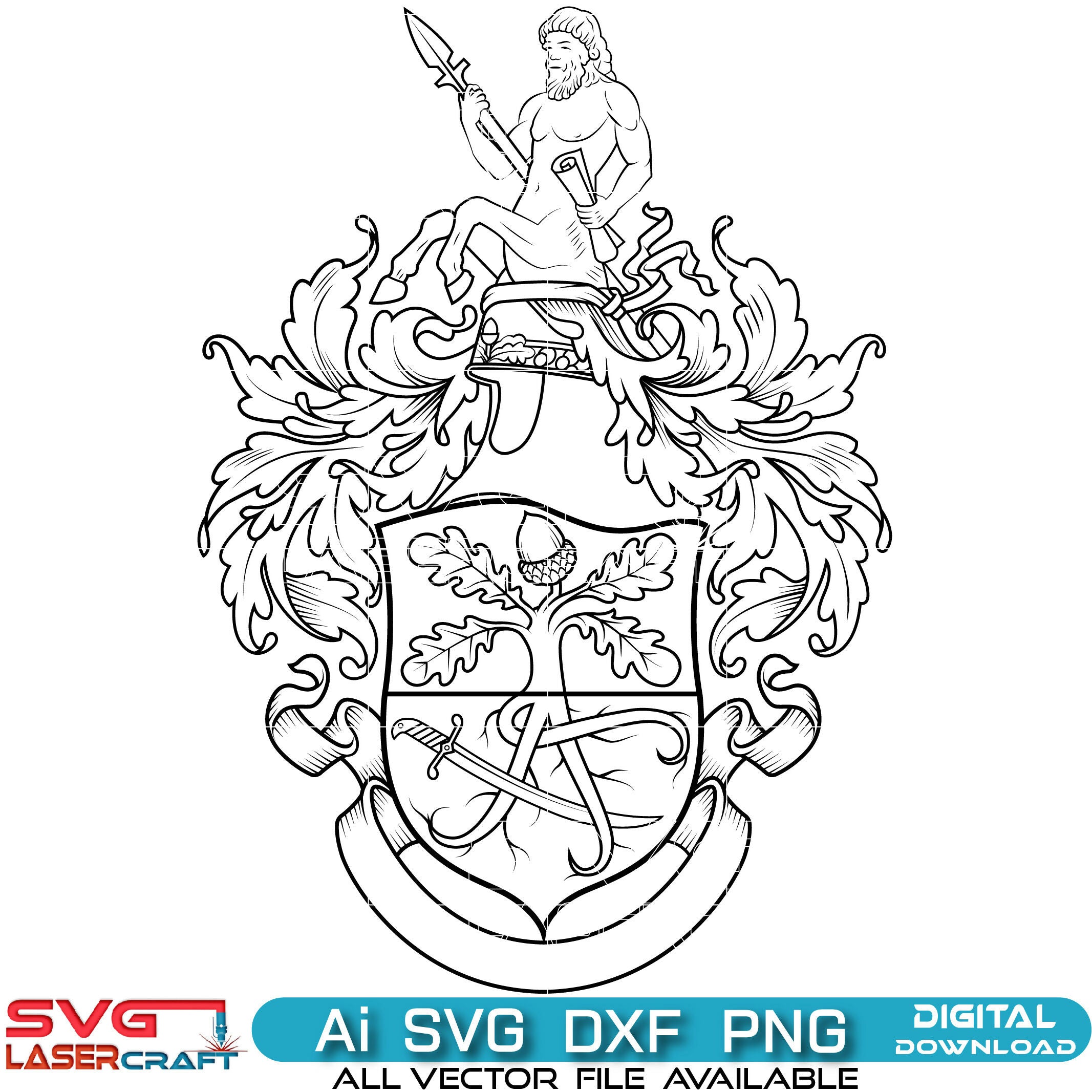 Coat Of Arms Family Crest vector line art-01