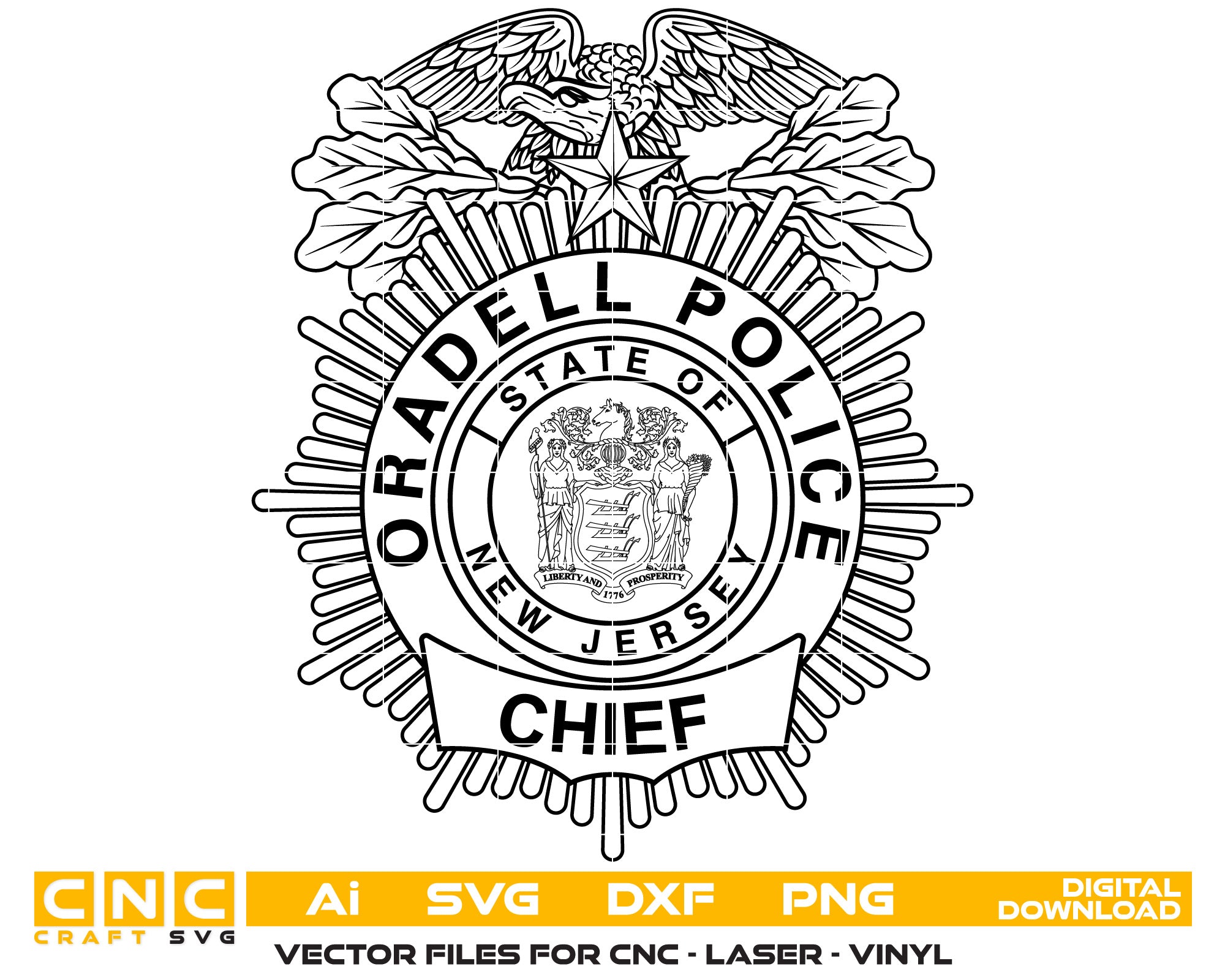 Oradell Police Chief Badge SVG
Oradell New Jersey Police Badge Vector
Law Enforcement Badge Oradell
Police Chief Badge SVG
Oradell Police Department Emblem