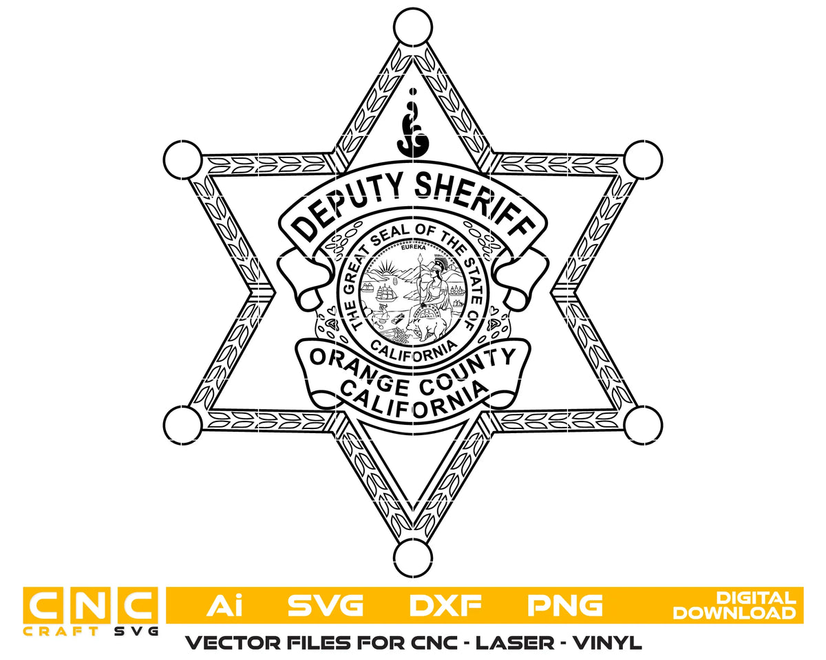 Orange County Deputy Sheriff Badge California SVG Law Enforcement Vector
