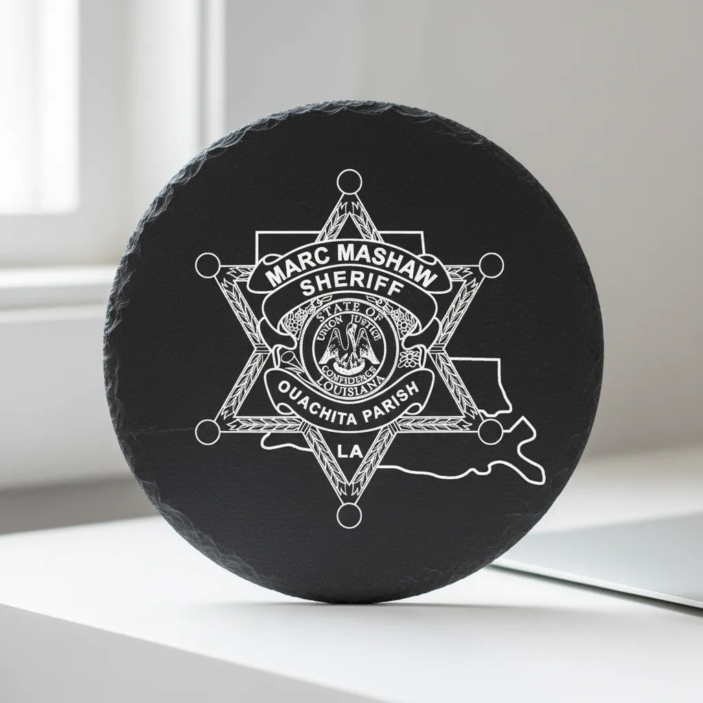 Ouachita Parish Sheriff Badge SVG

Louisiana Law Enforcement Vector Design

Sheriff Marc Mashaw Badge Engraving File

Ouachita Parish Sign CNC File

6-Point Star Badge Vector for Laser Cutting