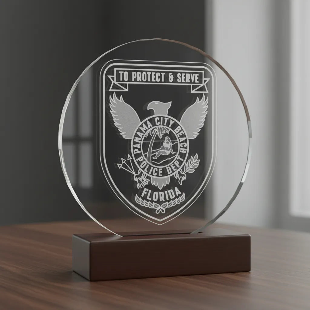 Panama City Beach Police Patch SVG

Florida Law Enforcement Line Art Vector

Police Patch Engraving File

Panama City Beach Sign CNC File

Eagle and Beach Police Vector for Laser Cutting