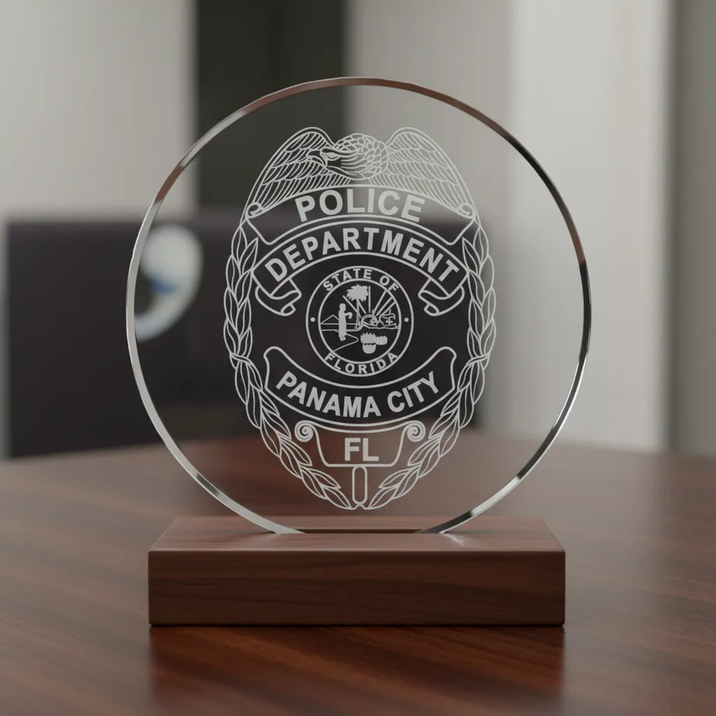 Panama City Police Department Badge SVG

Florida Law Enforcement Shield Vector

State of Florida Seal Engraving File

Eagle Topped Police Badge Sign CNC File

Panama City Cop Shield Vector for Lasers