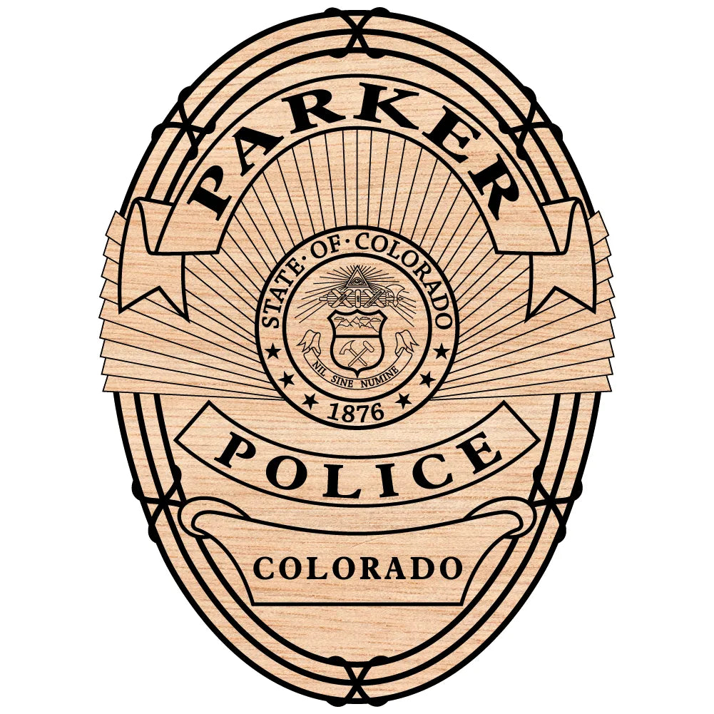 Parker Police Badge SVG

Colorado Law Enforcement Vector

Police Oval Badge State Seal Emblem

Officer Plaque Engraving File

Parker Police Sign CNC File