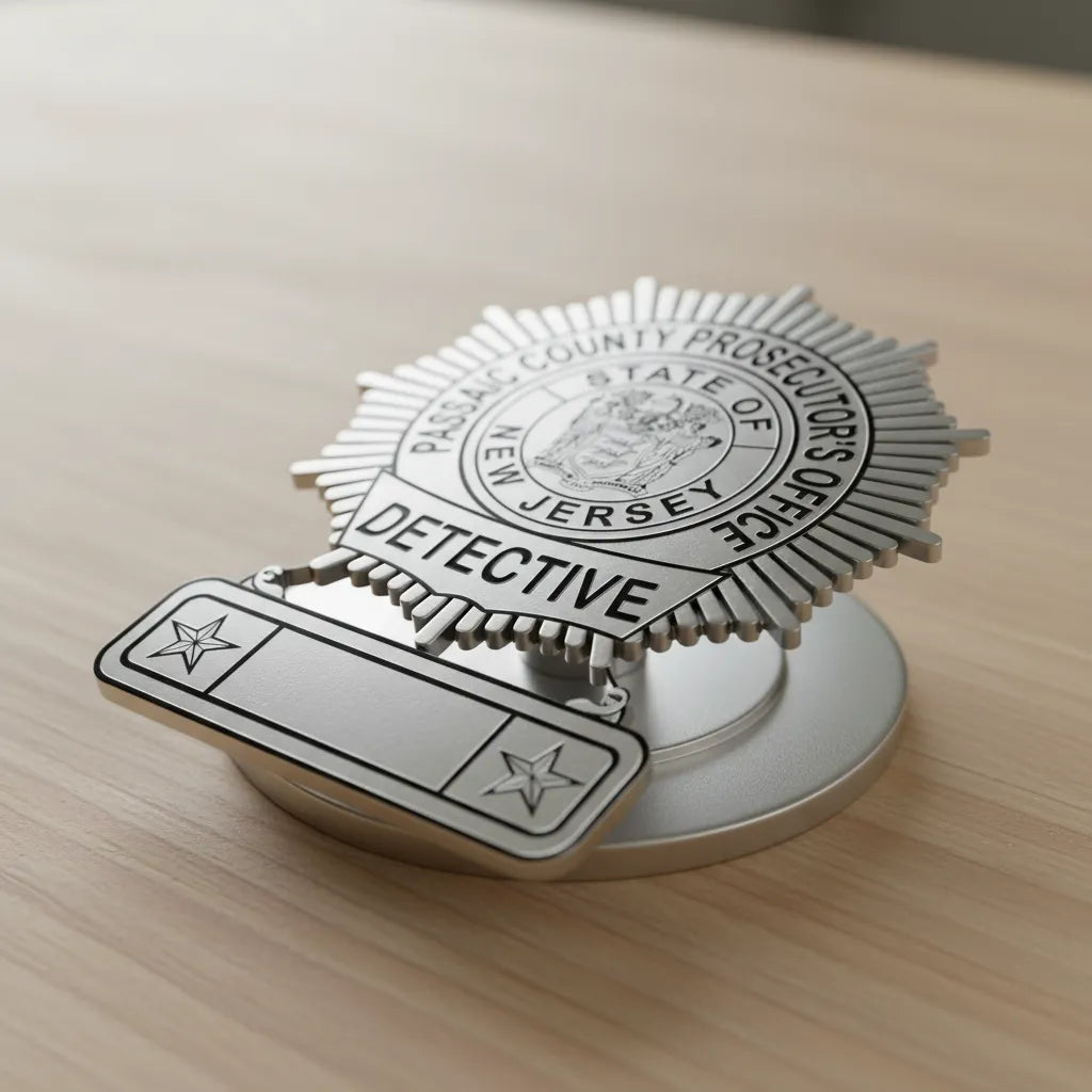 Passaic County Prosecutor Detective Badge SVG

New Jersey Law Enforcement Vector Design

Sunburst Detective Badge Engraving File

Passaic County Sign CNC File

Detective Badge Vector for Laser Cutting