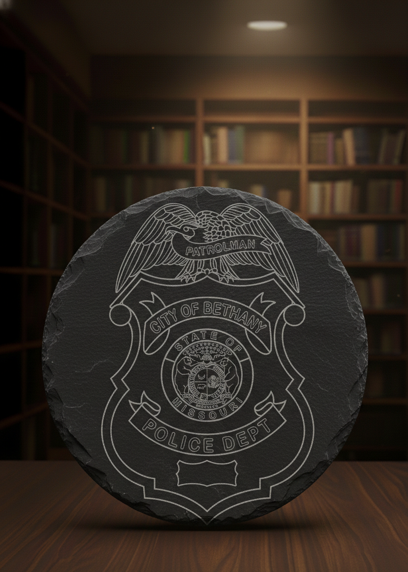 City of Bethany Police Badge SVG

Missouri Law Enforcement Vector Design

Great Seal of Missouri Police Emblem

Patrolman Shield Engraving File

Bethany MO Police Sign CNC File