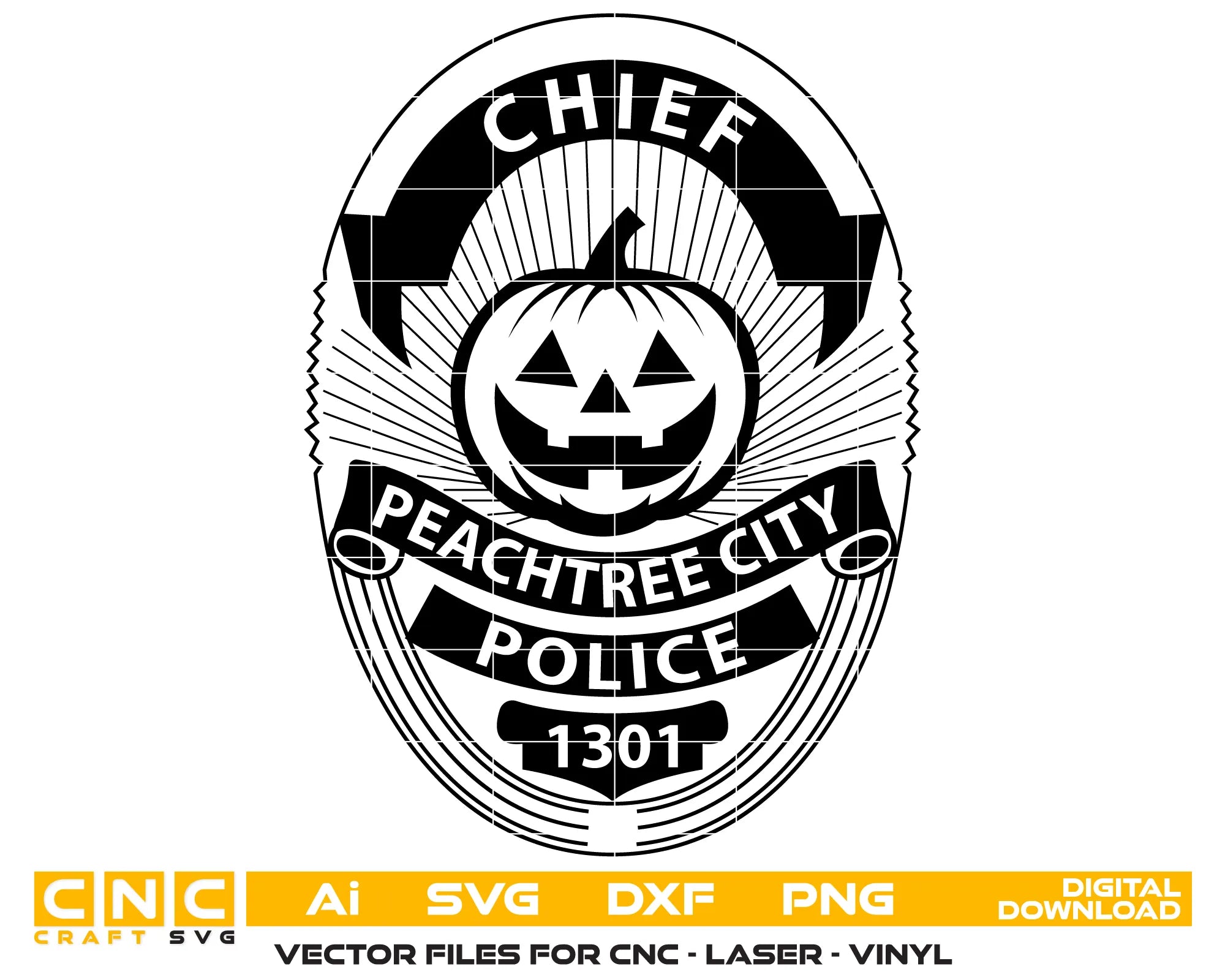 Peachtree City Police Chief Halloween Badge SVG Georgia Law Enforcement Vector