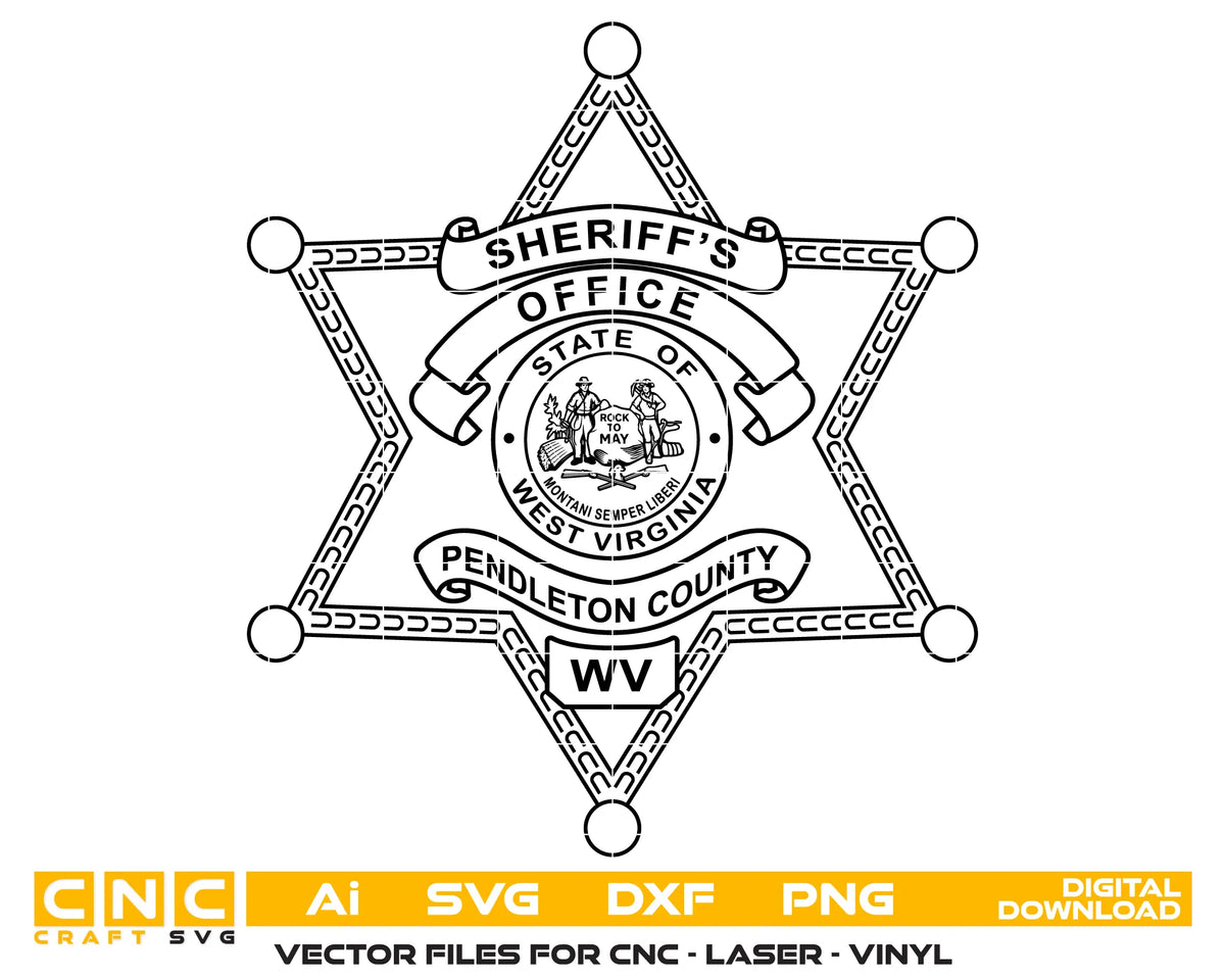 Pendleton County Sheriff's Office Badge West Virginia SVG Police Vector
