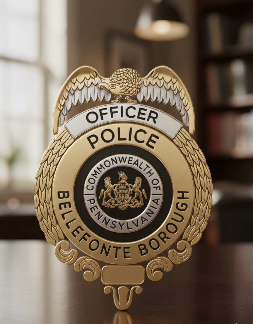 Bellefonte Borough Police Badge SVG

Pennsylvania Law Enforcement Vector Design

Commonwealth of Pennsylvania Coat of Arms Emblem

Police Officer Shield Engraving File

Eagle Top Police Badge CNC File