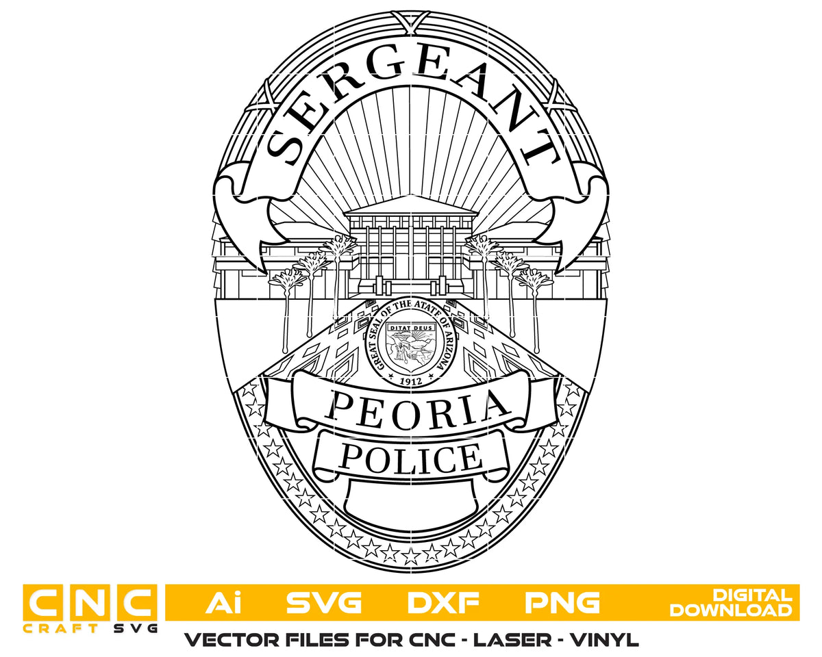 Peoria Police Sergeant Badge SVG Arizona Law Enforcement Vector