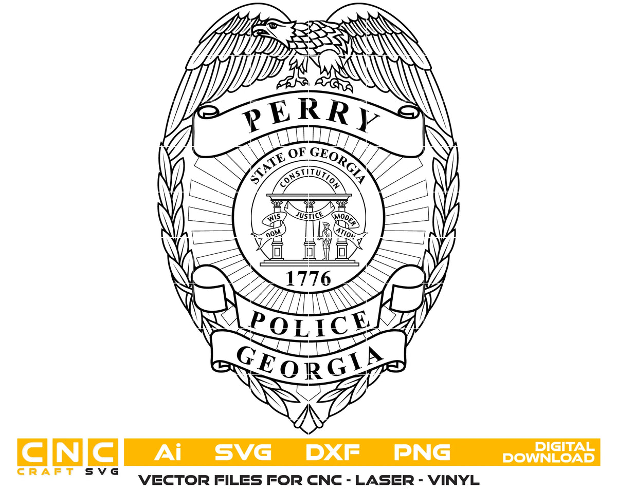 Perry Police Department Badge Georgia SVG Law Enforcement Vector