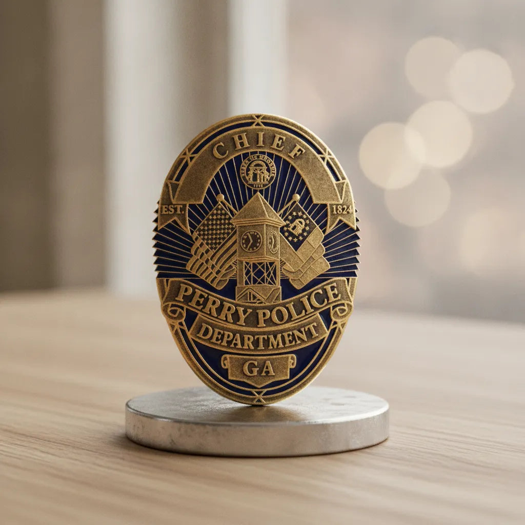 Perry GA Police Chief Badge SVG

Georgia Law Enforcement Shield Vector

Clock Tower and Flags Engraving File

Perry Police Badge Sign CNC File

Police Chief Shield Vector for Lasers