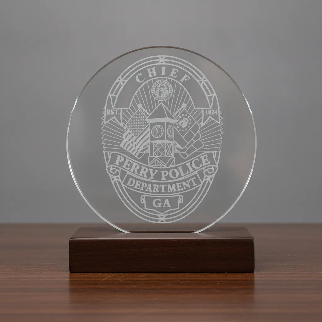 Perry GA Police Chief Badge SVG

Georgia Law Enforcement Shield Vector

Clock Tower and Flags Engraving File

Perry Police Badge Sign CNC File

Police Chief Shield Vector for Lasers