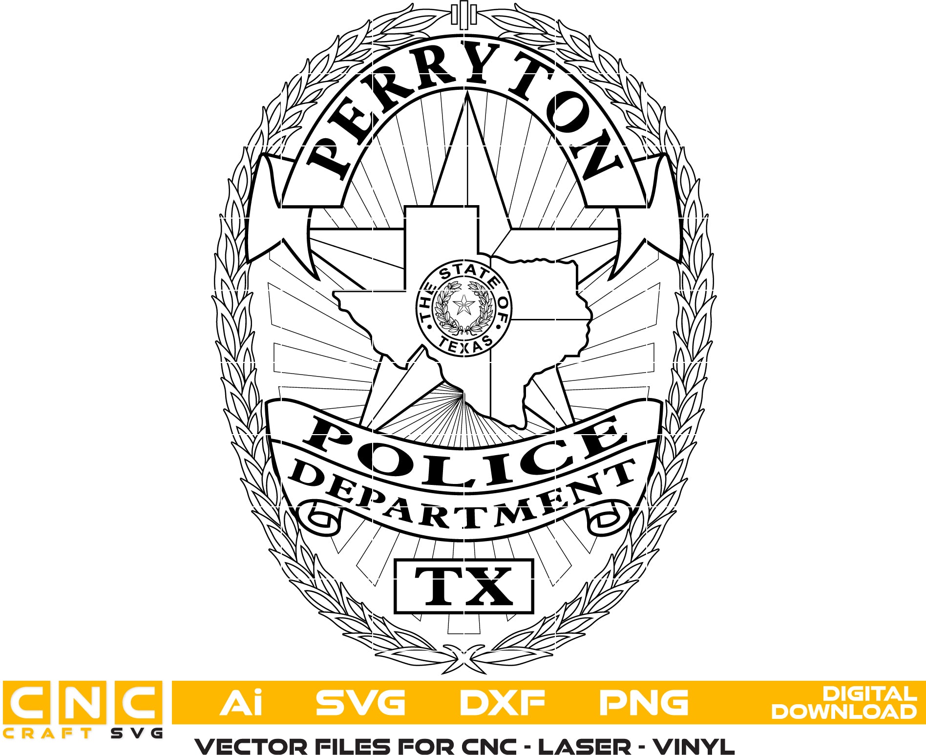 Perryton TX Police Department Badge SVG

Texas Law Enforcement Shield Vector

State of Texas Map Engraving File

Lone Star Police Badge Sign CNC File

Police Shield Vector for Lasers