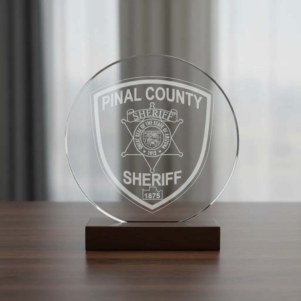 Pinal County Sheriff Badge SVG

Arizona Law Enforcement Vector Design

Sheriff Shield Engraving File

Pinal County Sign CNC File

Sheriff Badge Vector for Laser Cutting