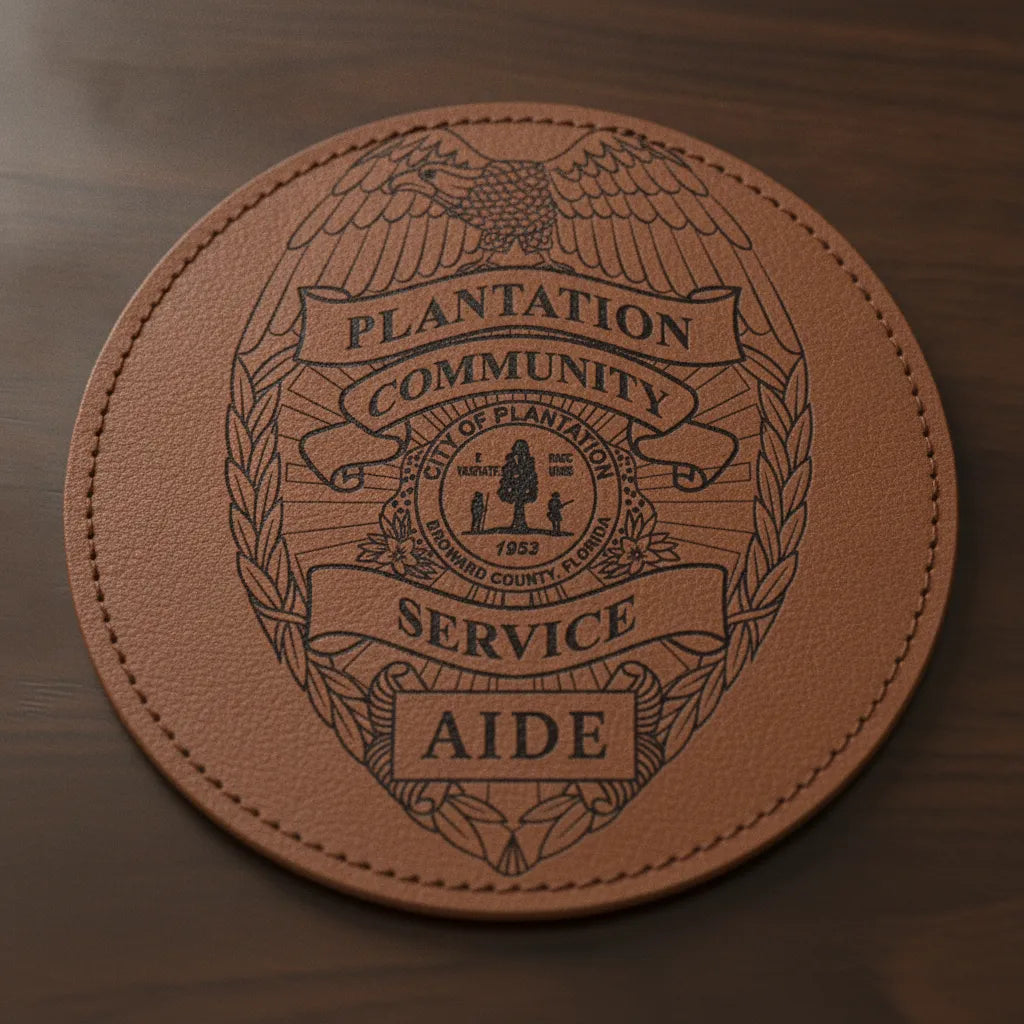 Plantation FL Community Service Aide Badge SVG

Florida Civic Service Shield Vector

City of Plantation Seal Engraving File

Eagle Topped Aide Badge Sign CNC File

Community Service Shield Vector for Lasers